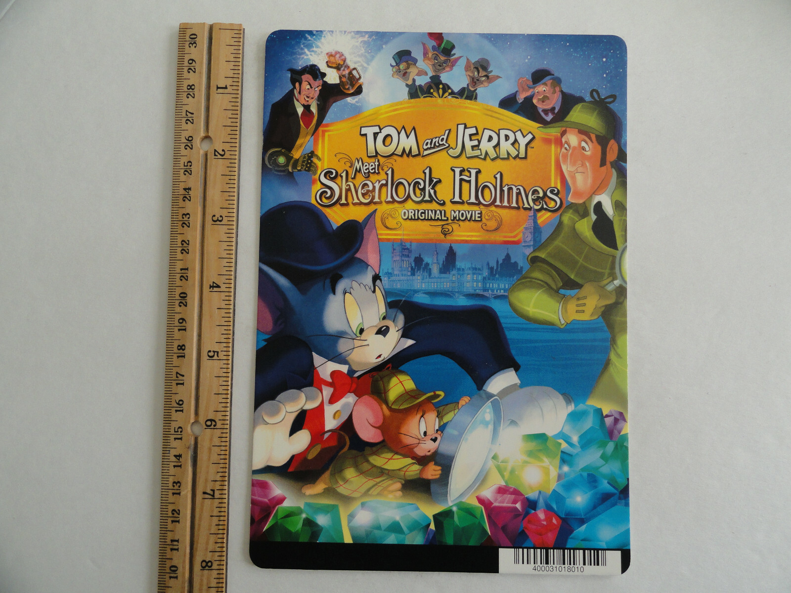 TOM AND JERRY MEET SHERLOC HOLMES BLOCKBUSTER VIDEO BACKER CARD 5″X8″ -NO MOVIE