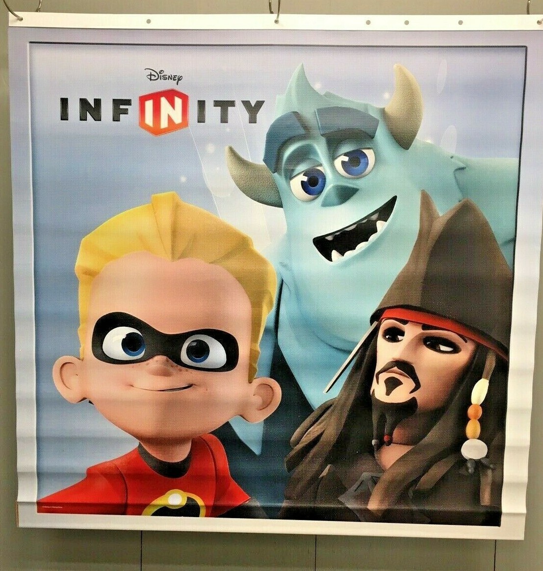 Disney Infinity Vinyl Banner Toys R Us Store Display Sign Capt Jack, Sully, Dash