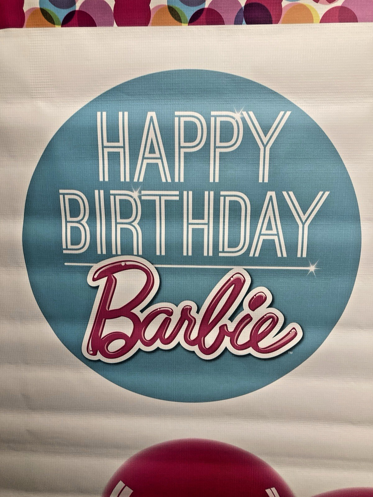 Barbie Vinyl Banner Set Toys R Us Store Display Signs Set of 2 Happy Birthday