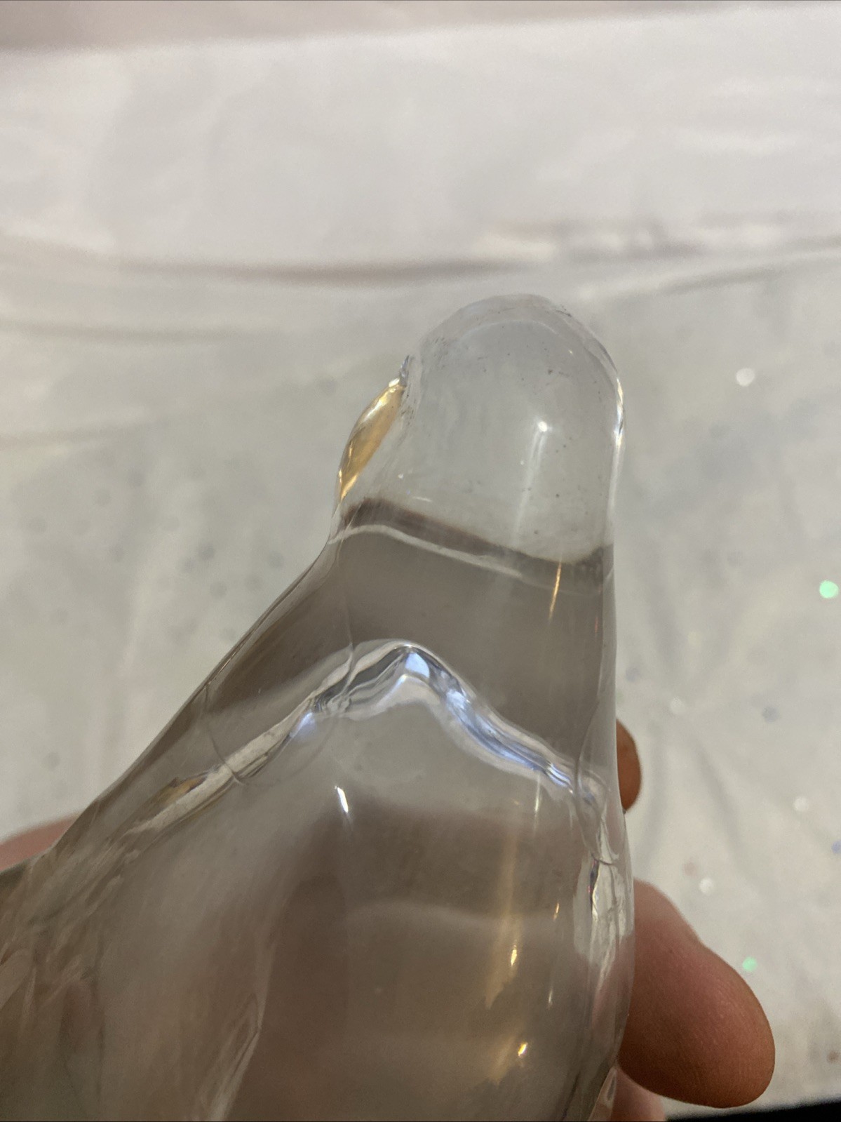 Vintage Lucite Penguin Clear & Frosted 7.5”