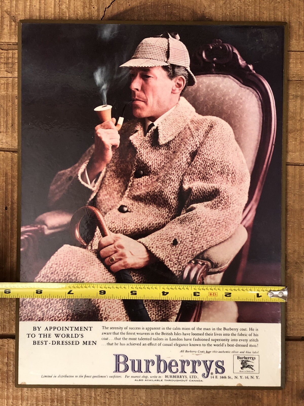 RARE Vintage Burberry Clothing Store Counter Top Display Sign Sherlock Holmes