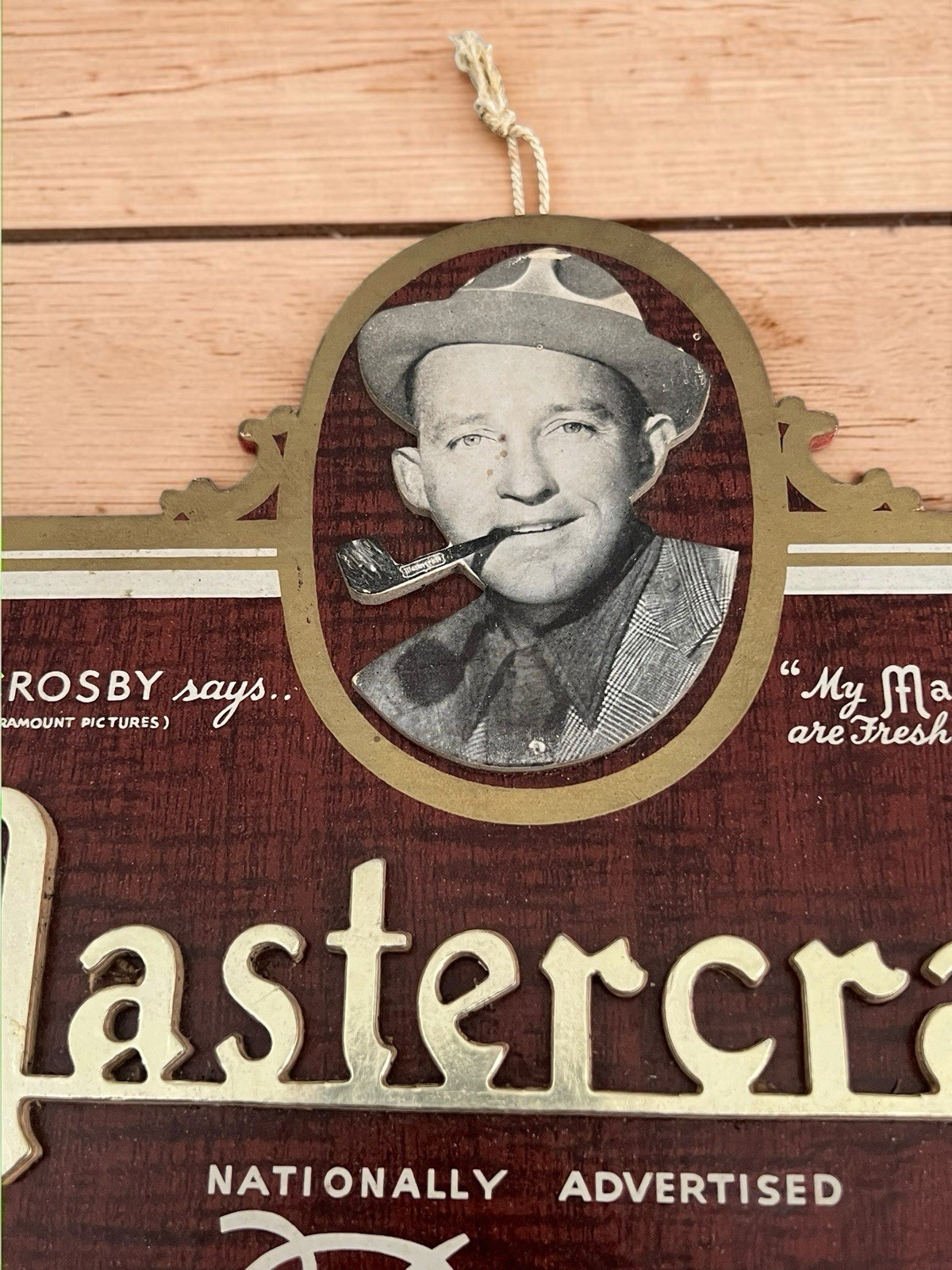 Vintage 1950s Mastercraft Pipes Bing Crosby Cardboard Store Display Sign Die-Cut
