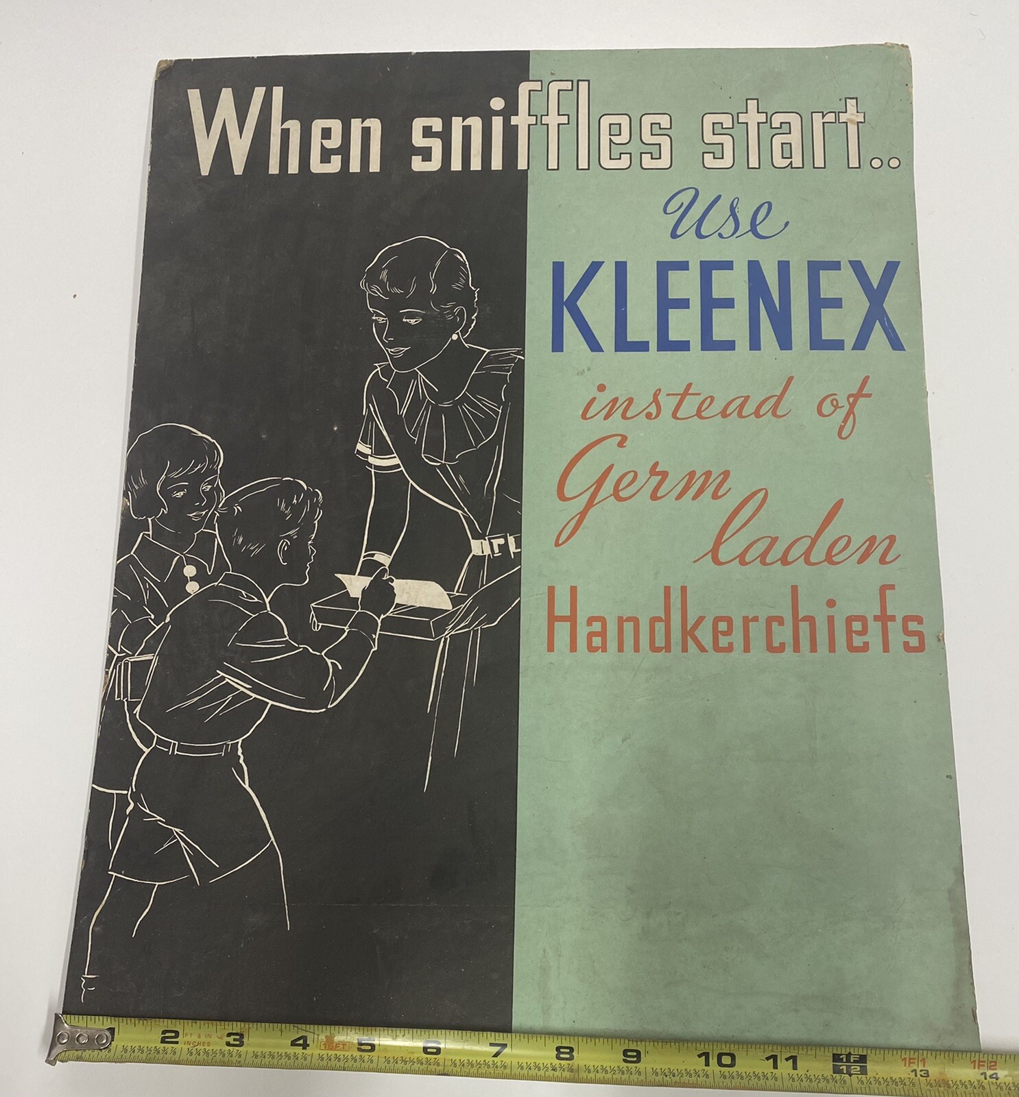 Vintage 1940s? Kleenex Advertising Cardboard Display Standee