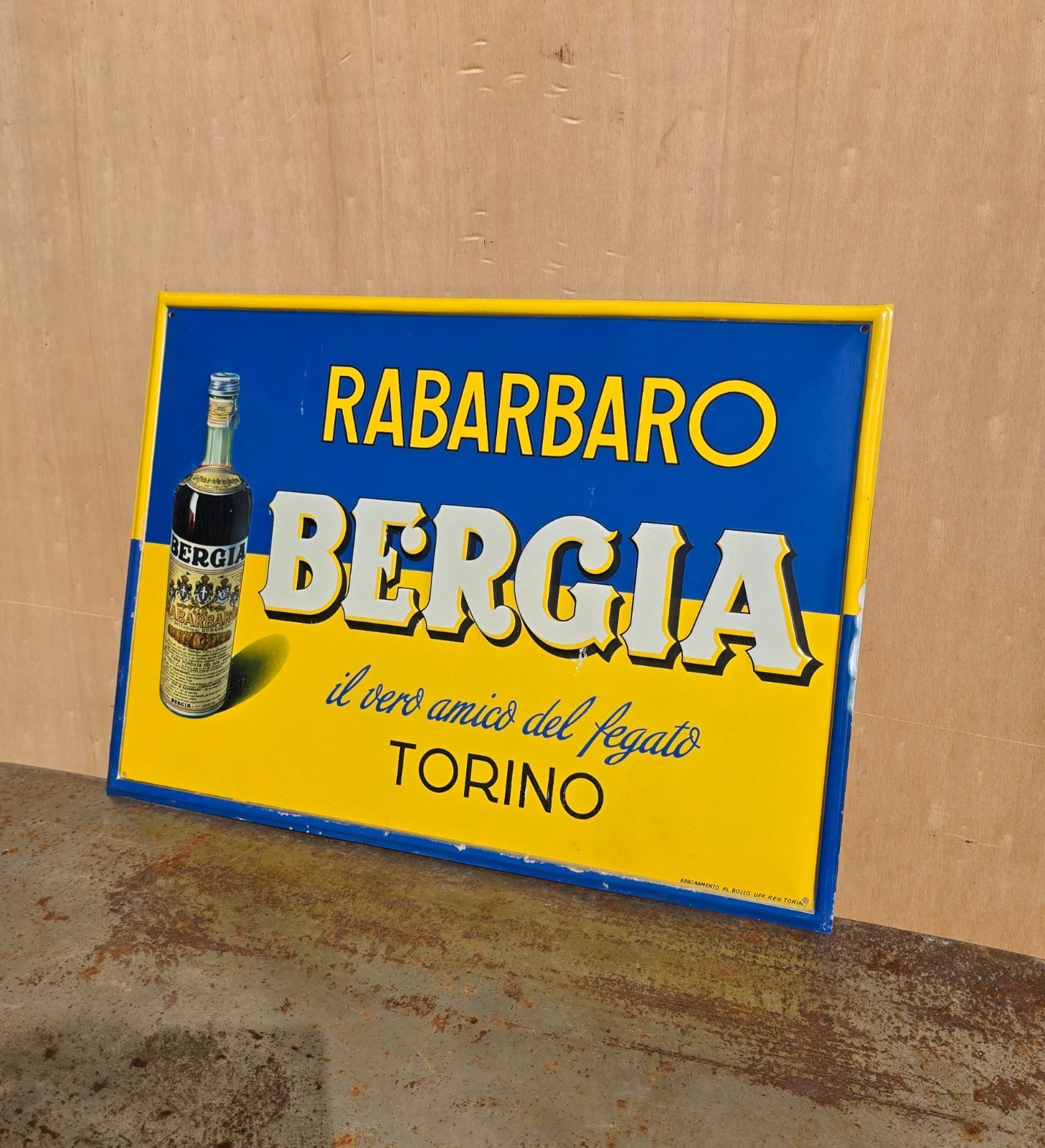 Bergia Turin Rhubarb Lithographed Table Sign