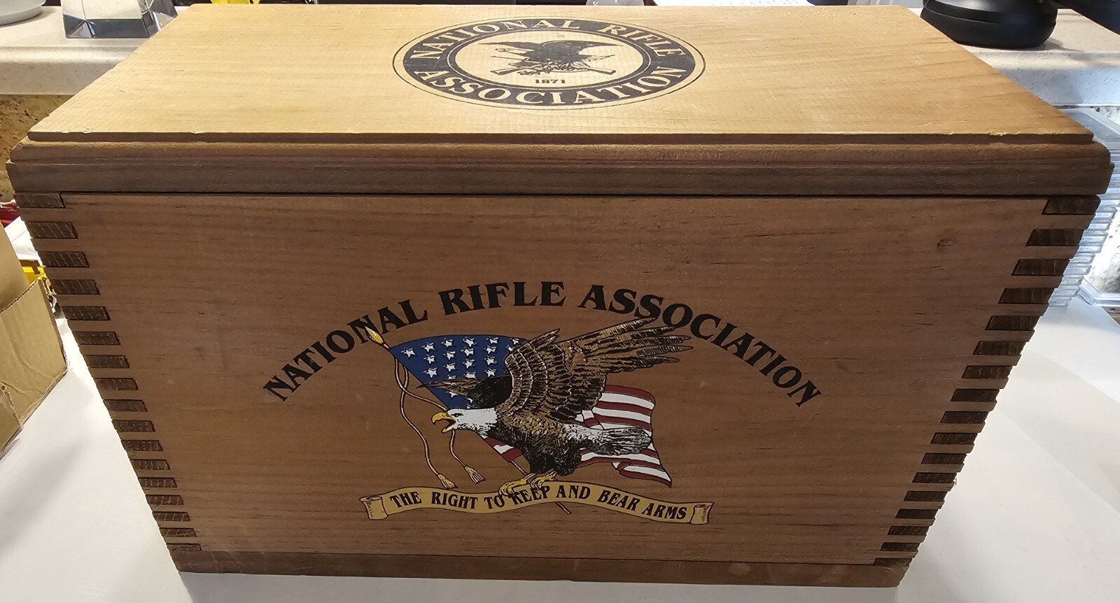 Dovetail Wood NRA Box National Rifle Association Eagle Right to Keep & Bear Arms