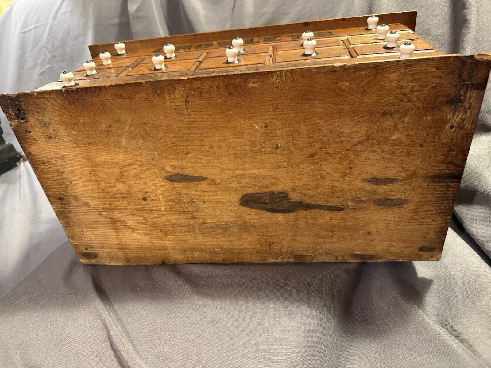 Antique Crowley’s Needles Advertising Display Multi Drawer Cabinet general store