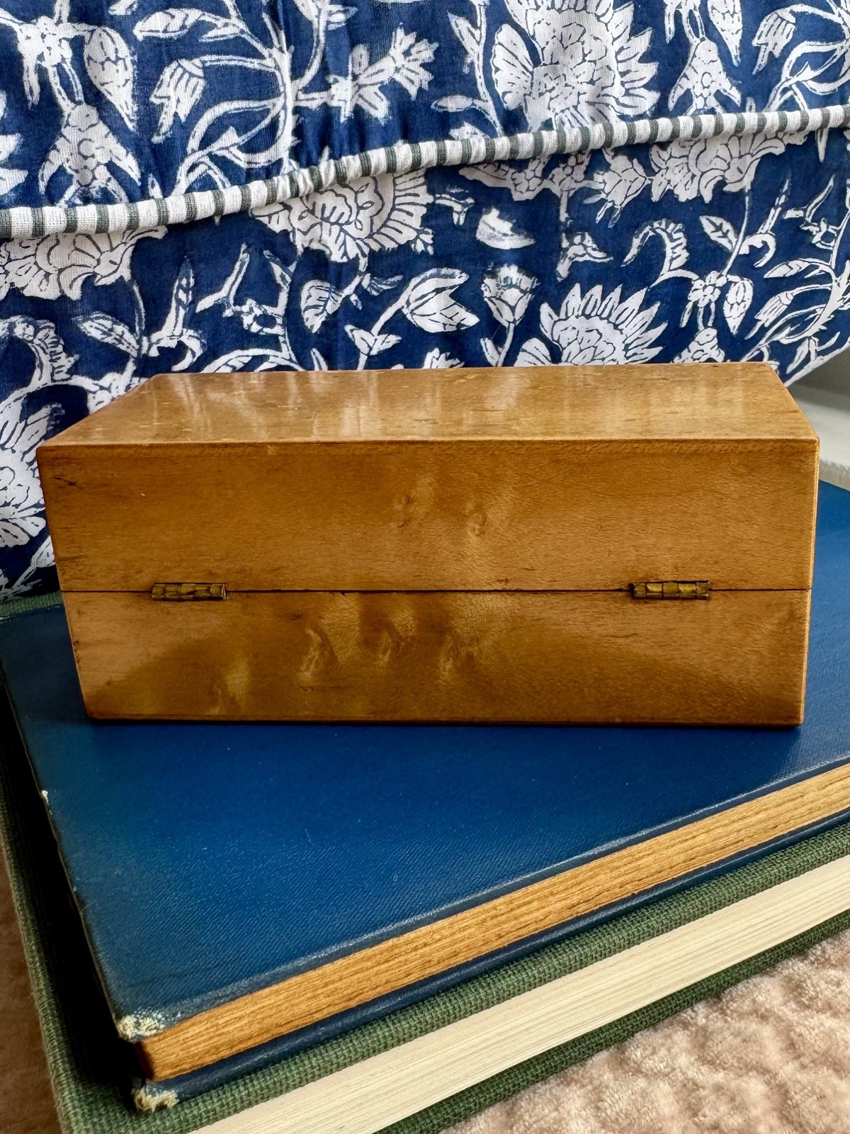 Mitchell’s Improved Adhesive Plaster Bird’s Eye Maple Wood Advert Box, Inscribed