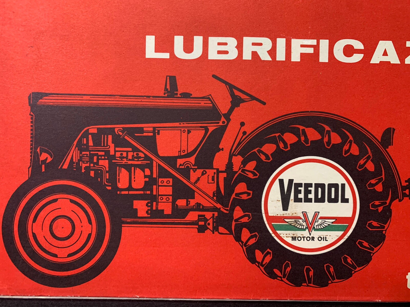 Vintage Original Italian Farm Tractor Veedol Motor Oil Lubrication Chart