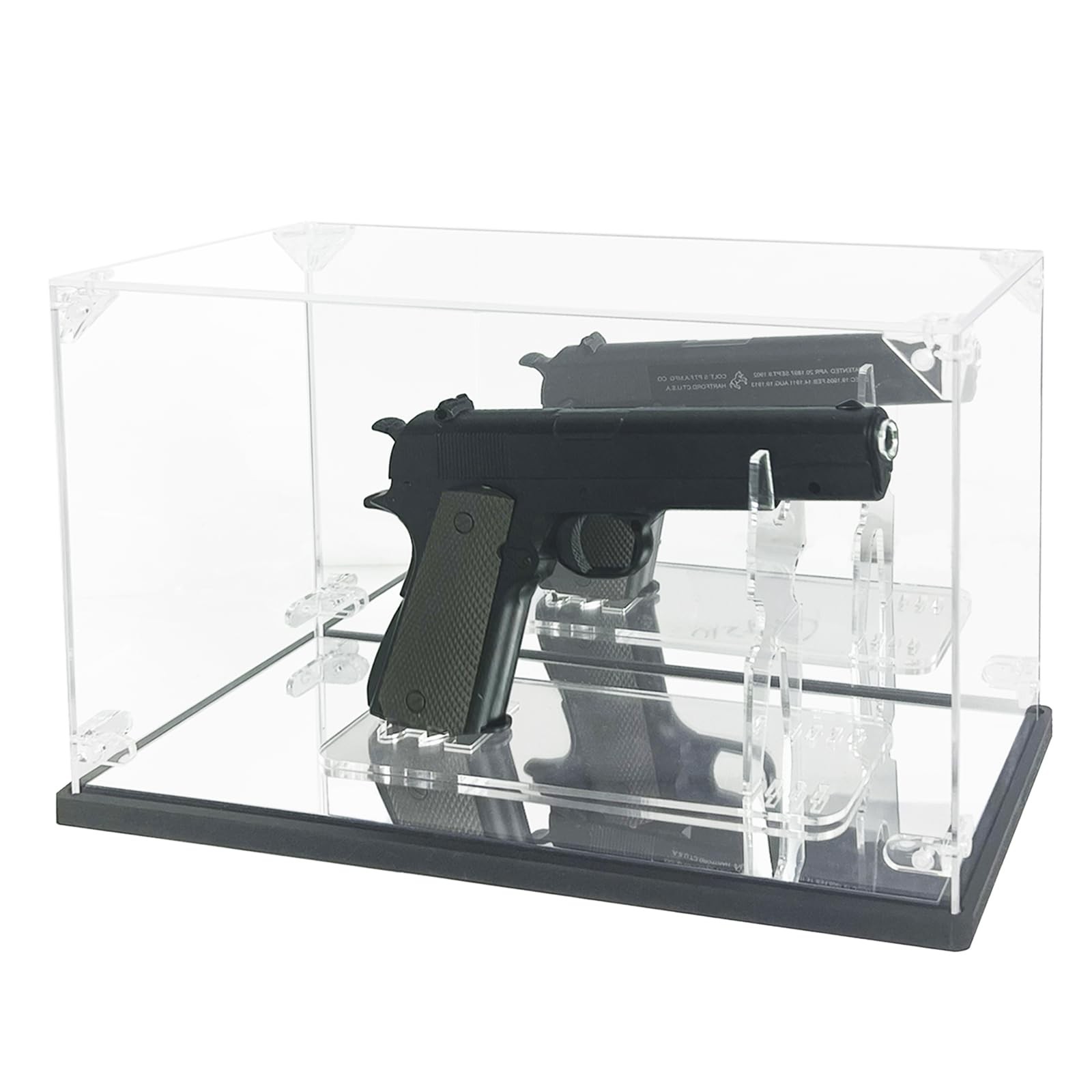 Acrylic Pistol Display Case with Dual Mirror & UV Case, Clear