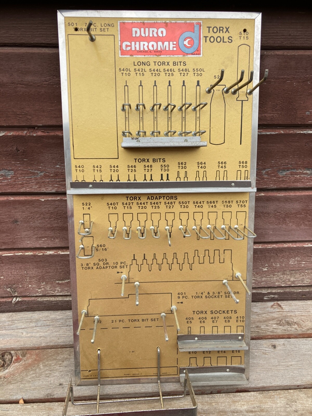 VTG DURO CHROME TOOLS OF PROGRESS STORE DISPLAY WALL ORGANIZER TORX