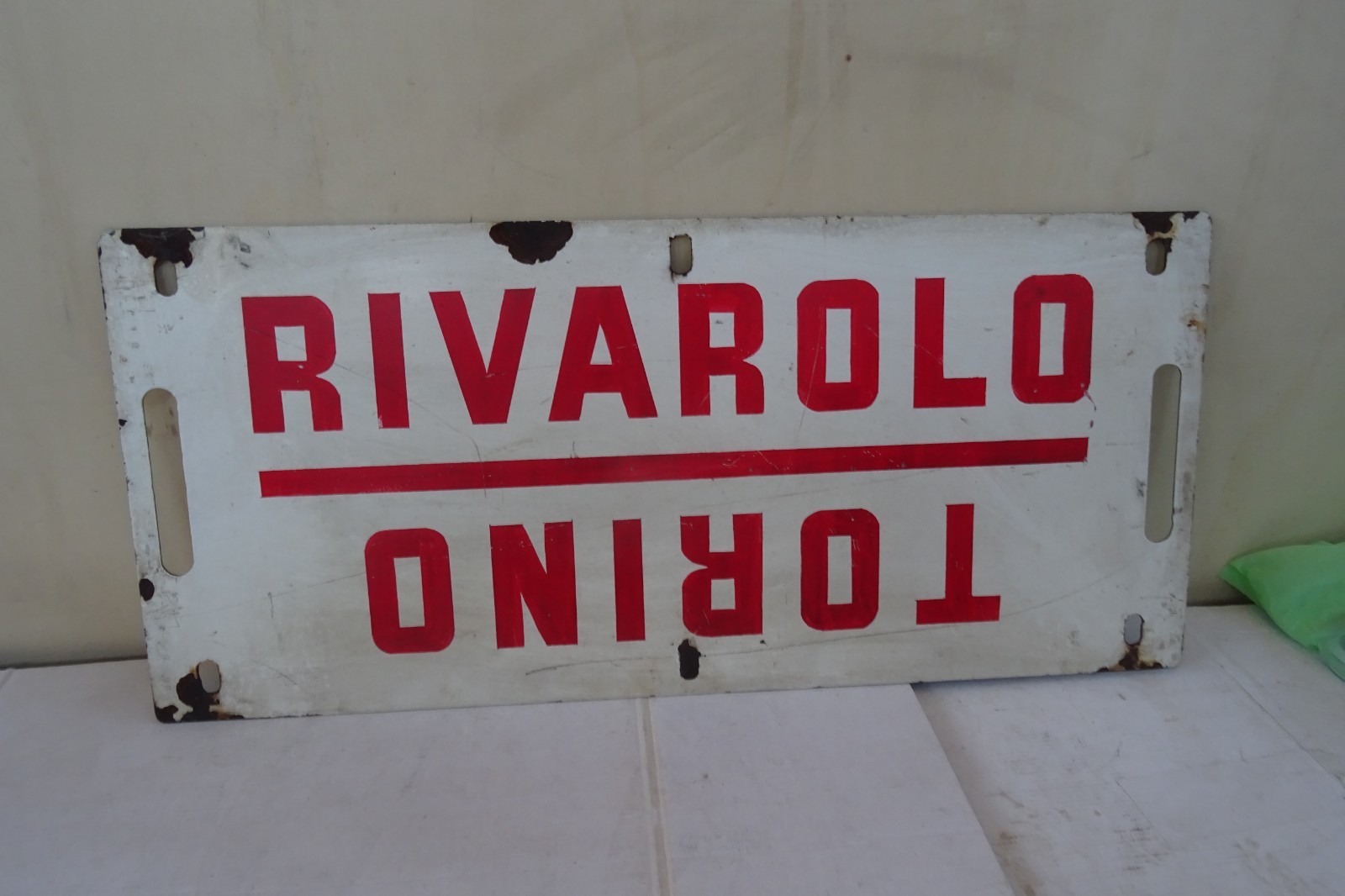 enamel sign train FS railway station Turin Pont Rivarolo Turin era