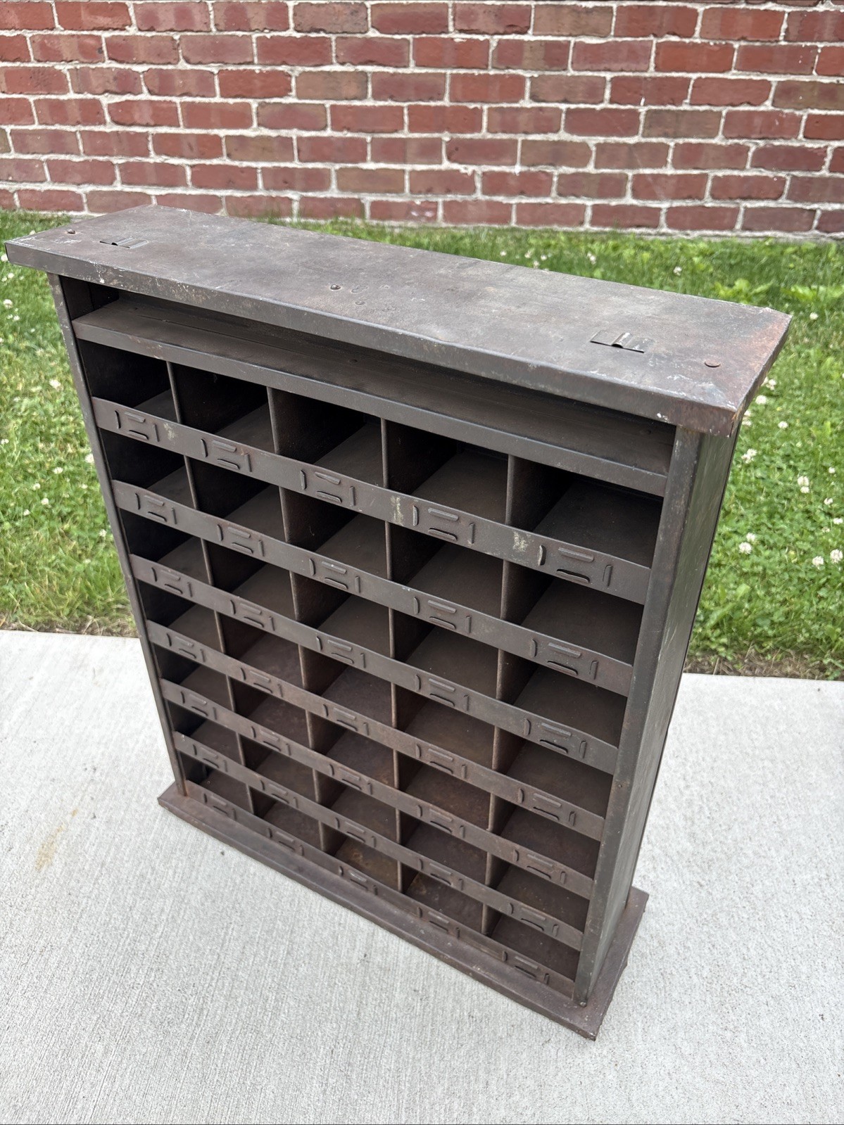Antique Metal Parts Bin Cabinet Industrial Metzger Chicago Store Counter Display