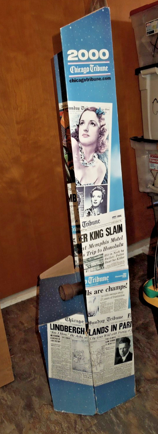 Vintage Chicago Tribune cardboard newspaper display Rocket, Y2K, 1999-2000