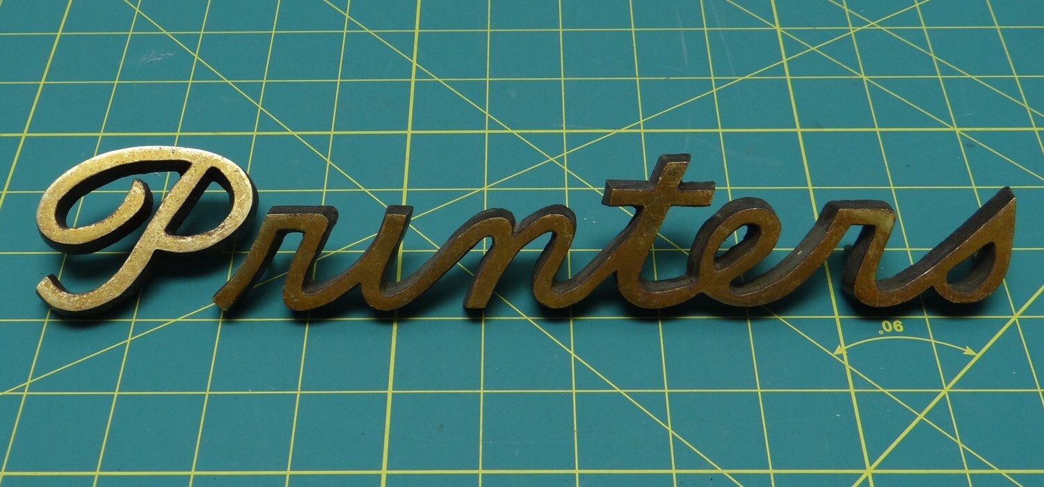 Vintage “Printers” Industrial Mid Century Modern Metal Font