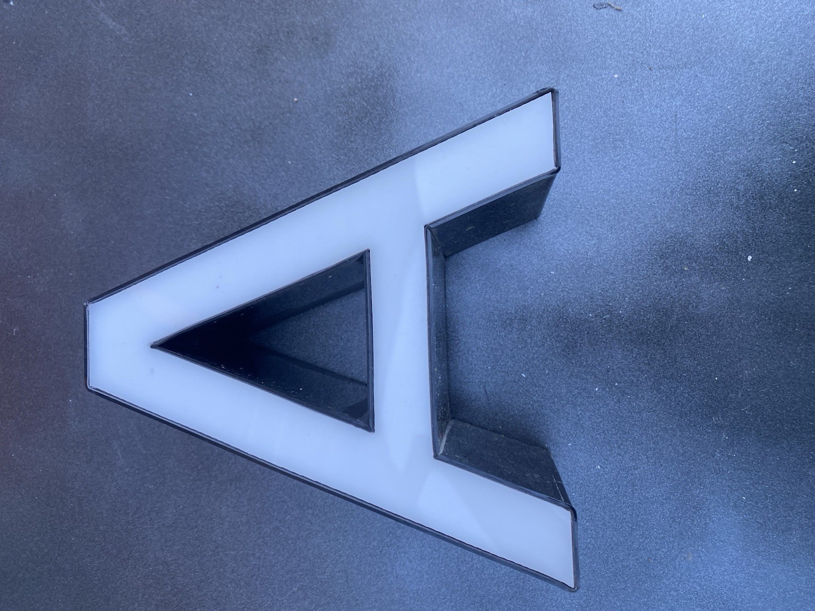 Letter A Ex Sign White Front Black Edge Plex