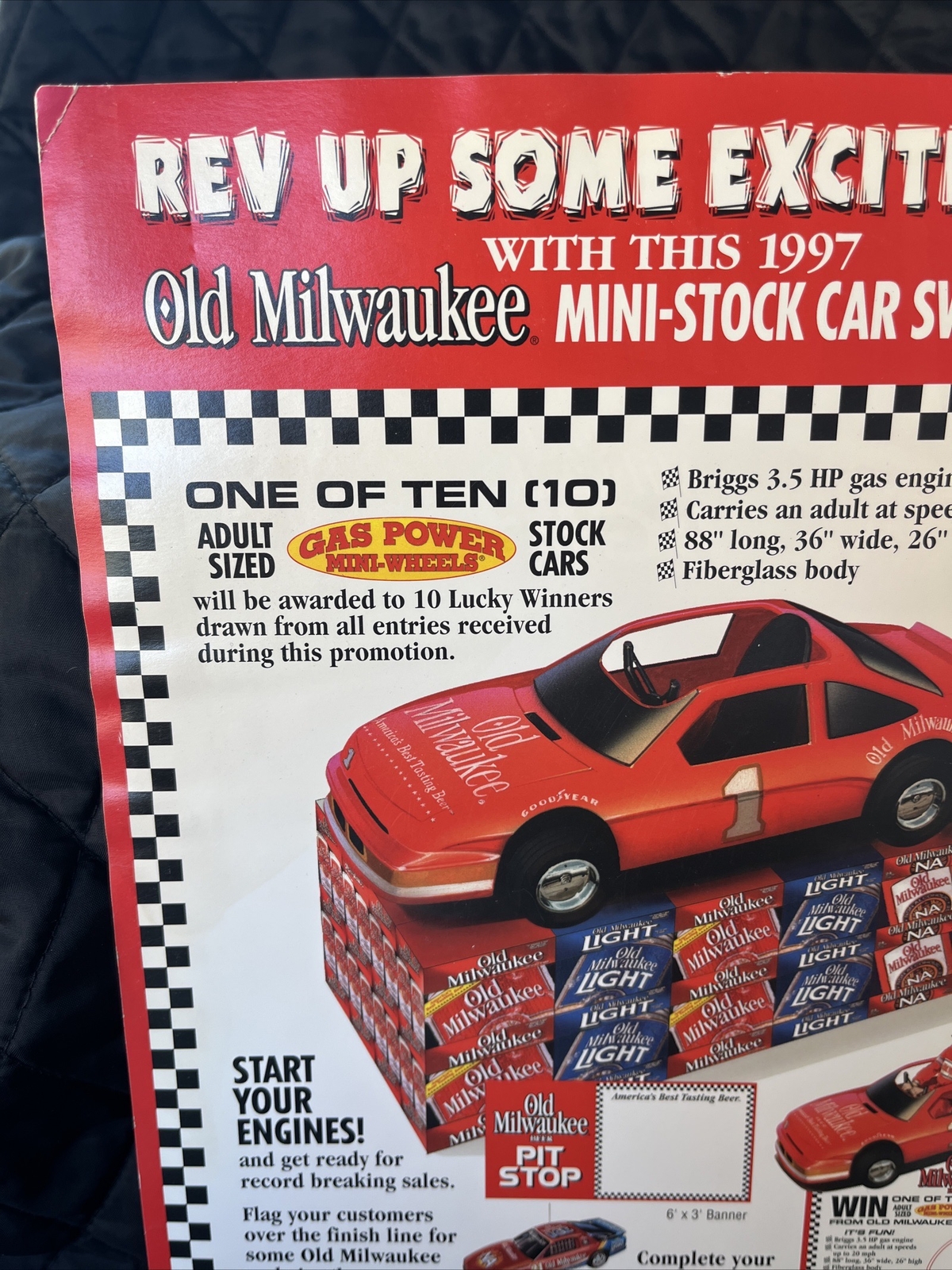 NOS Old Milwaukee Beer Point Of Sale Advertising Pit Stop Stock Car Sweepstakes