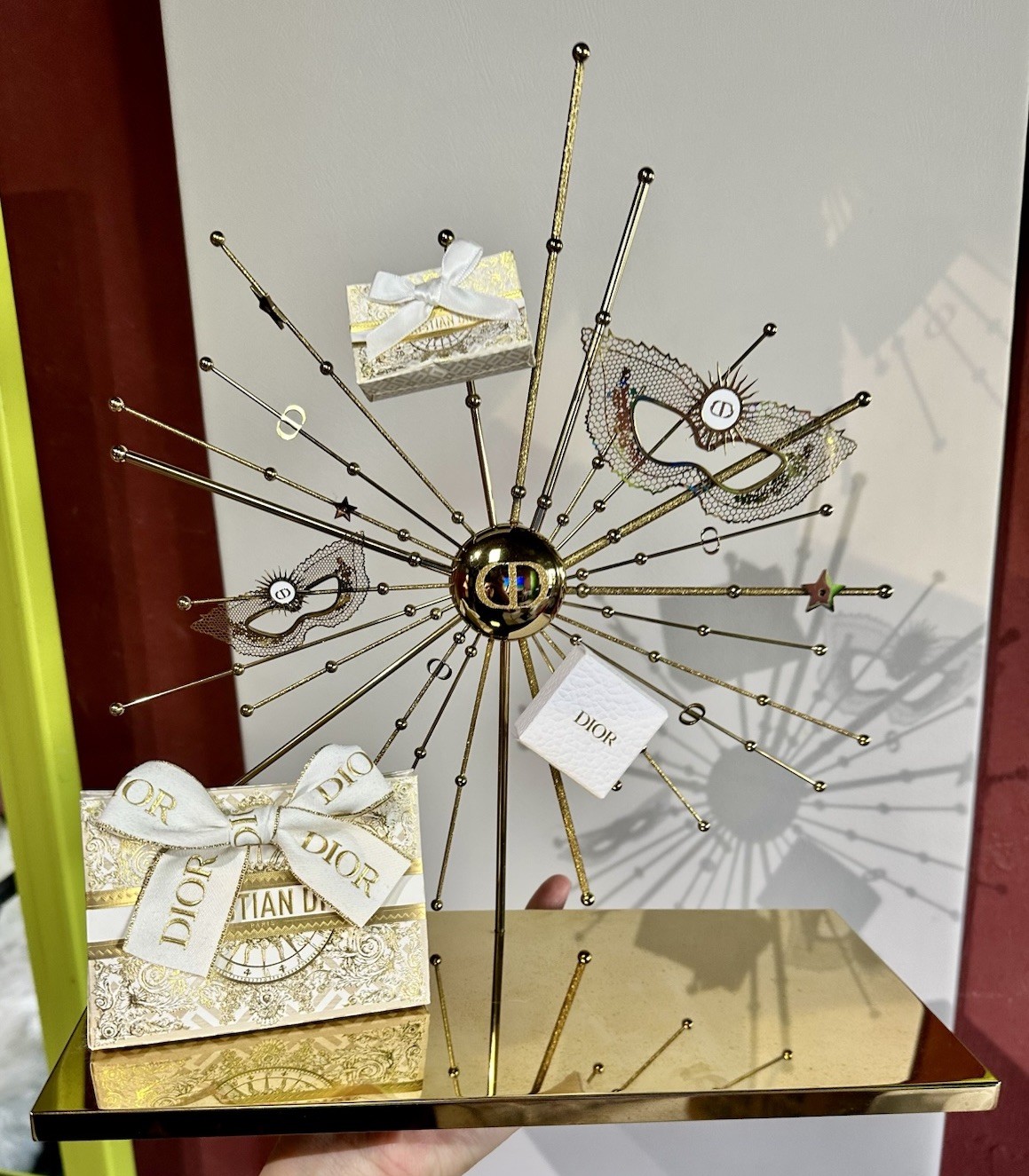 Rare Christian Dior 2024 Gold Store Display Starburst Decor w/ Mirrored Base