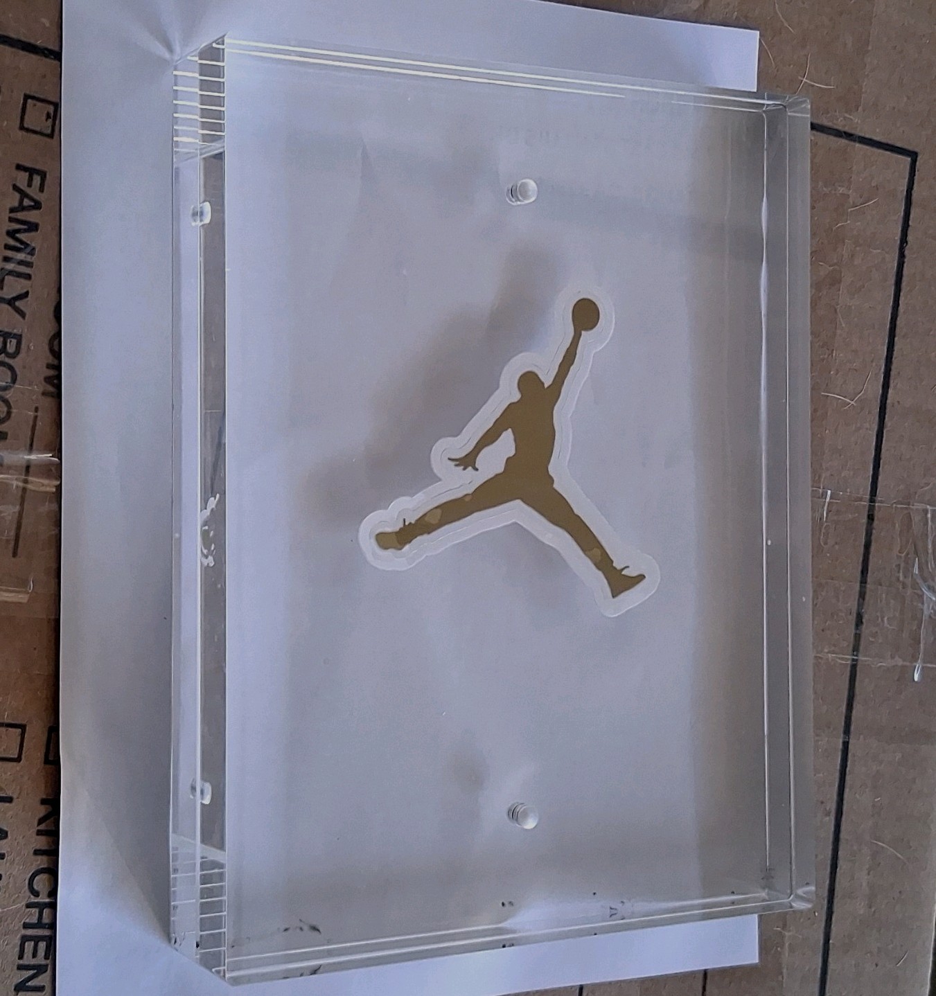 Jordan Jumpman Logo Clear Acrylic Store Display Sign, Clear/Gold/White