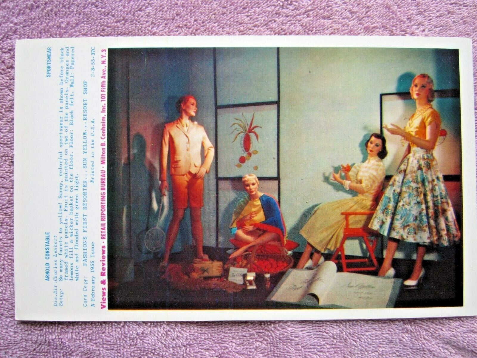 1955 ARNOLD CONSTABLE STORE WINDOW DISPLAY SPORTSWEAR PHOTOGRAPH PRINT #179