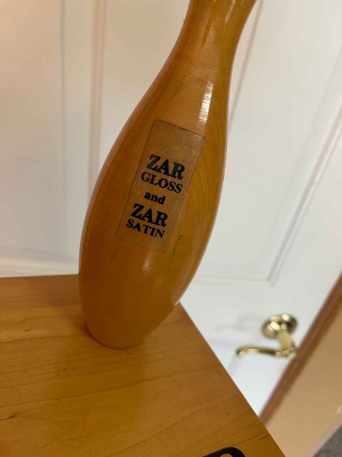 VTG ZAR WOOD FLOOR FINISH STORE COUNTER DISPLAY W/BOWLING PIN