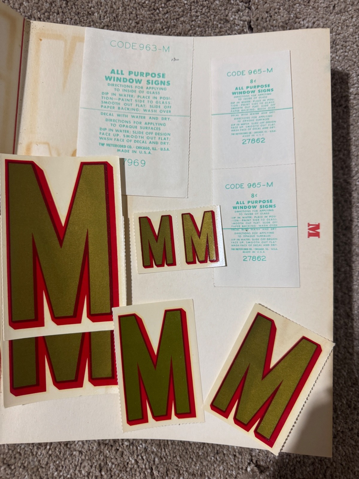 VTG Meyercord Decal Letters Numerals For Boat Metal Box With Decals & Folders