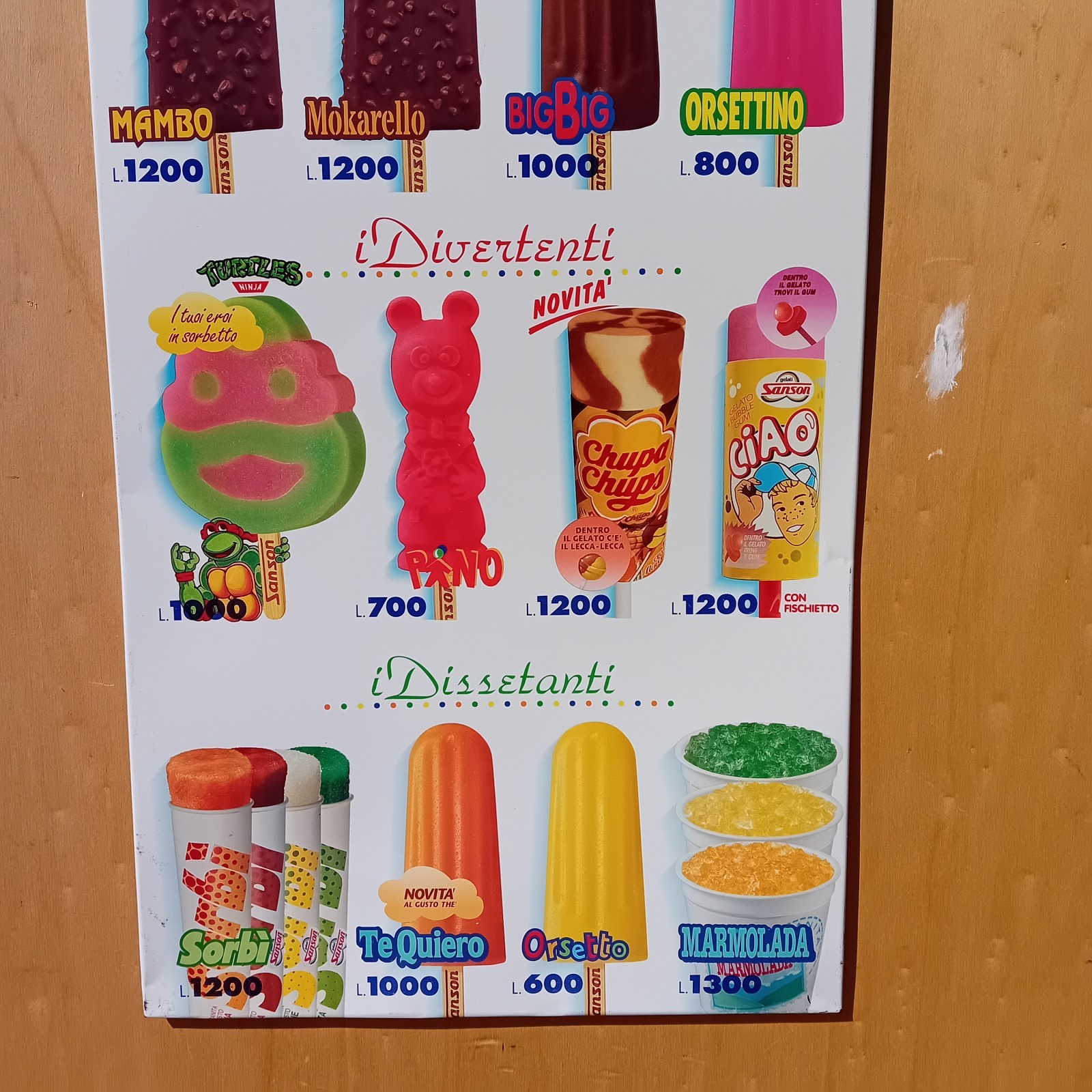 1996 Sanson Ice Cream Table Sign