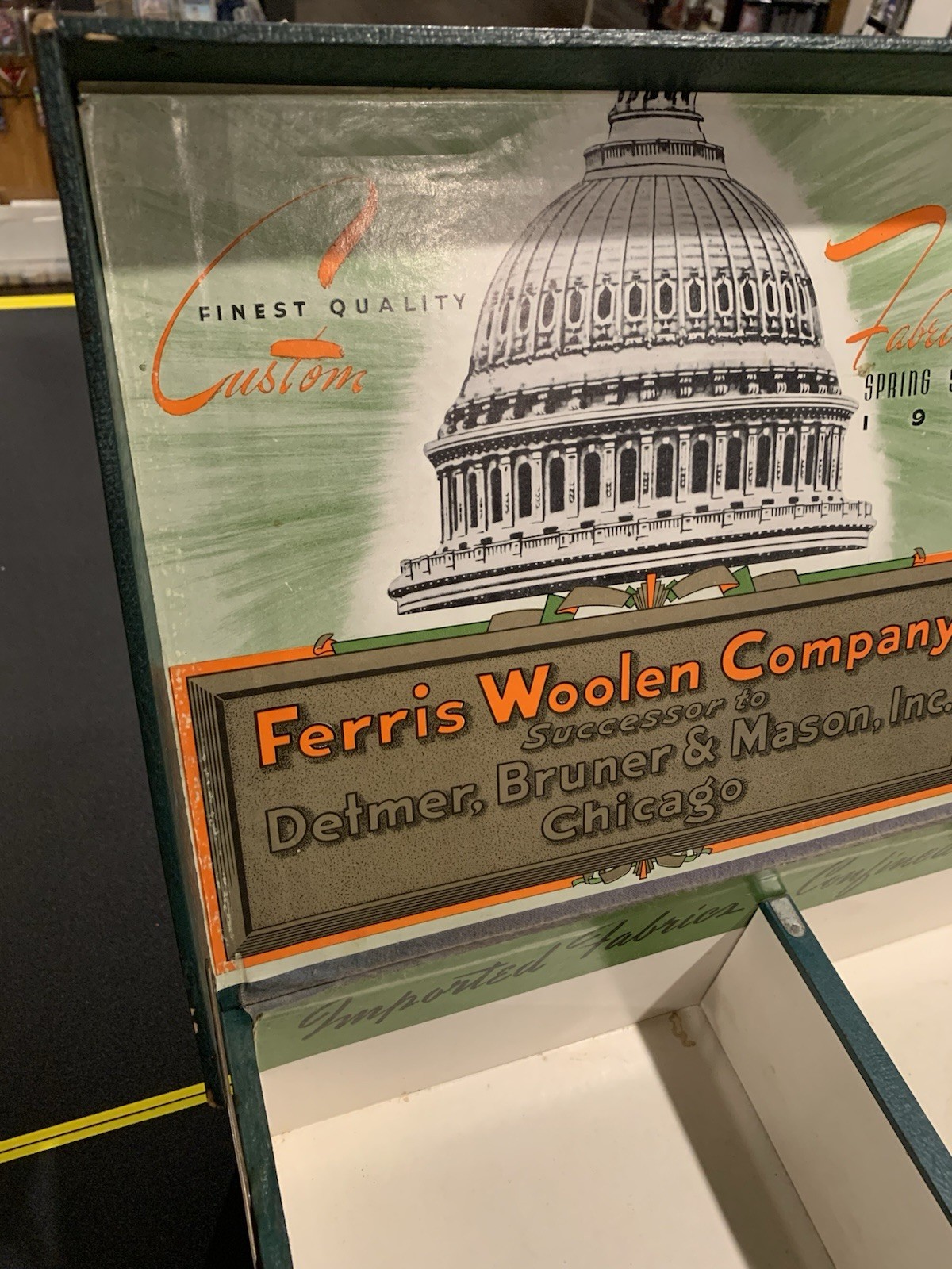 Vintage 1940’s Store Salesman Sample Box Ferris Woolen Company Chicago Illinois