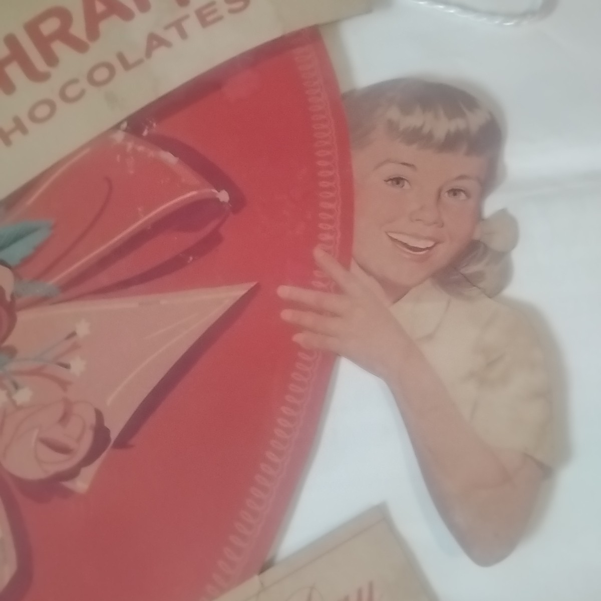 Large Cardboard 1955 Schrader’s Candies Store Display