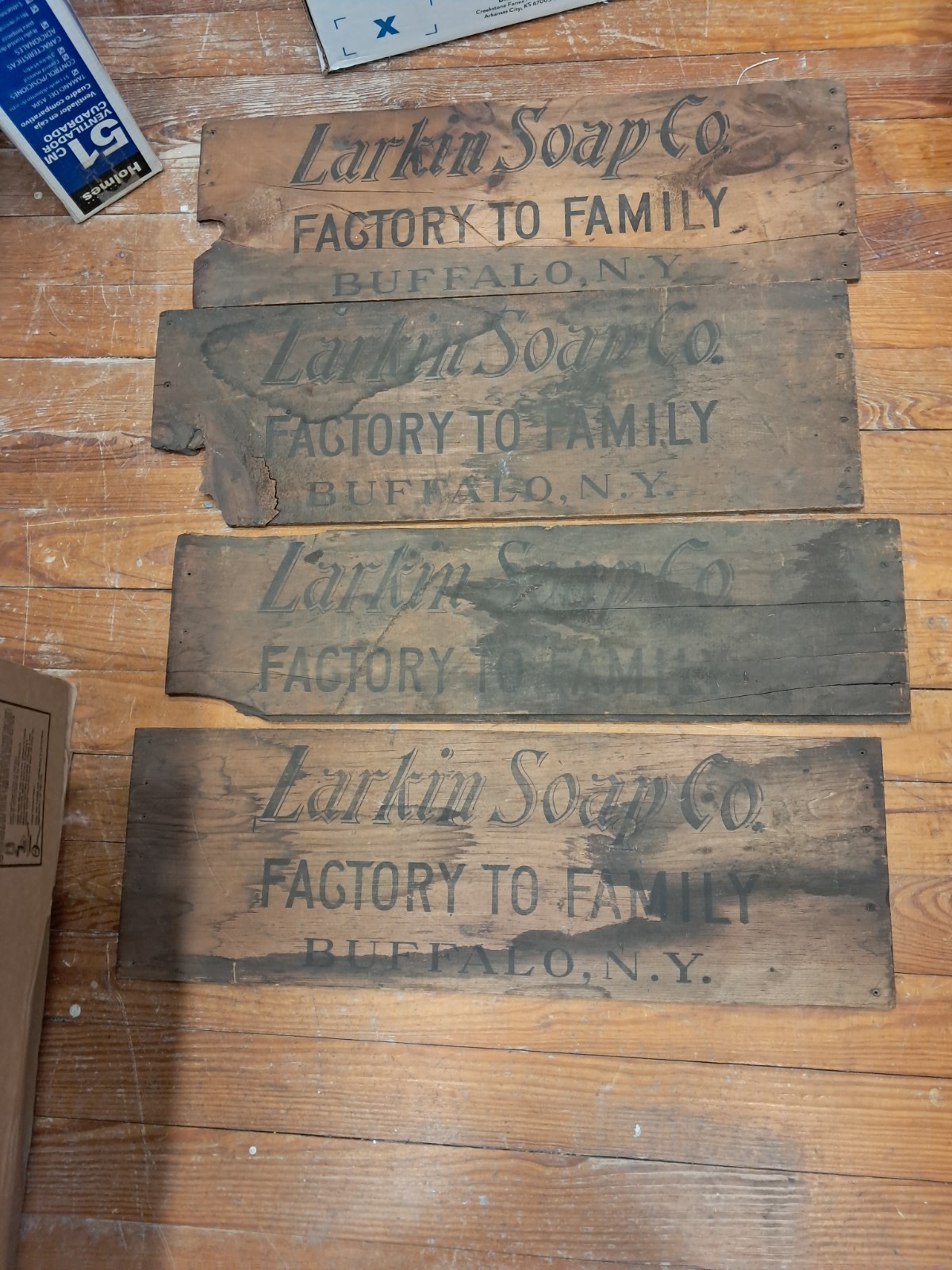 Vintage Larkin soap box 4 handpainted face boards in various condition.