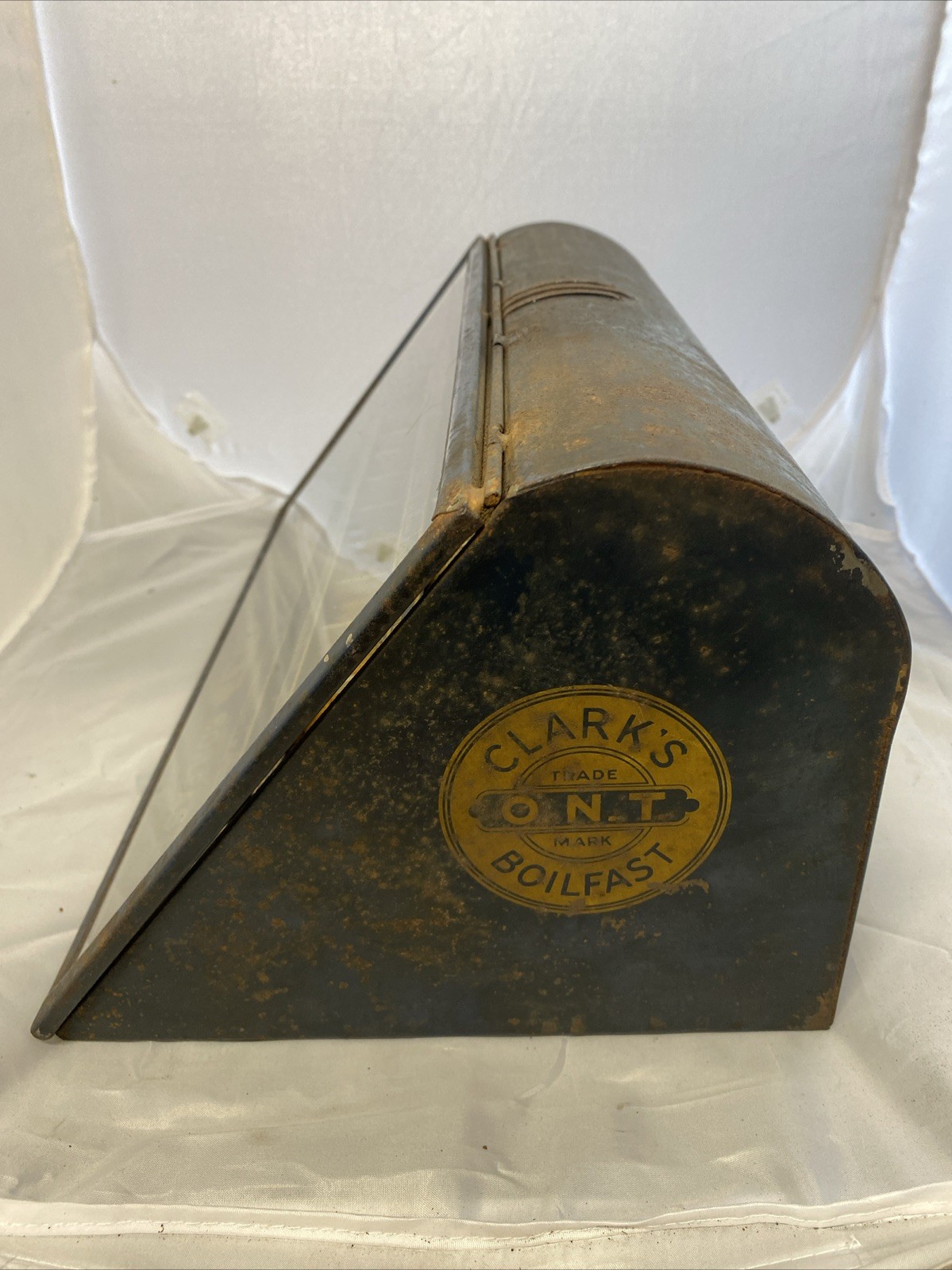 Vintage Clark’s O.N.T. Boilfast Thread Countertop Cabinet Lifting Glass Display