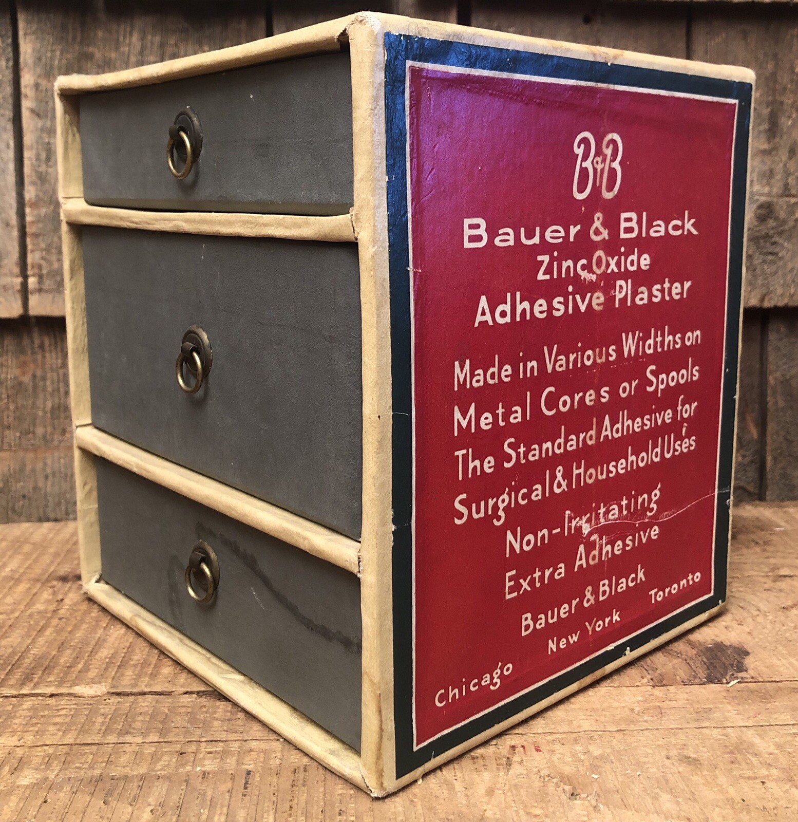 Vintage B&B Bauer & Black Zinc Oxide Adhesive Plaster Counter Store Display Sign