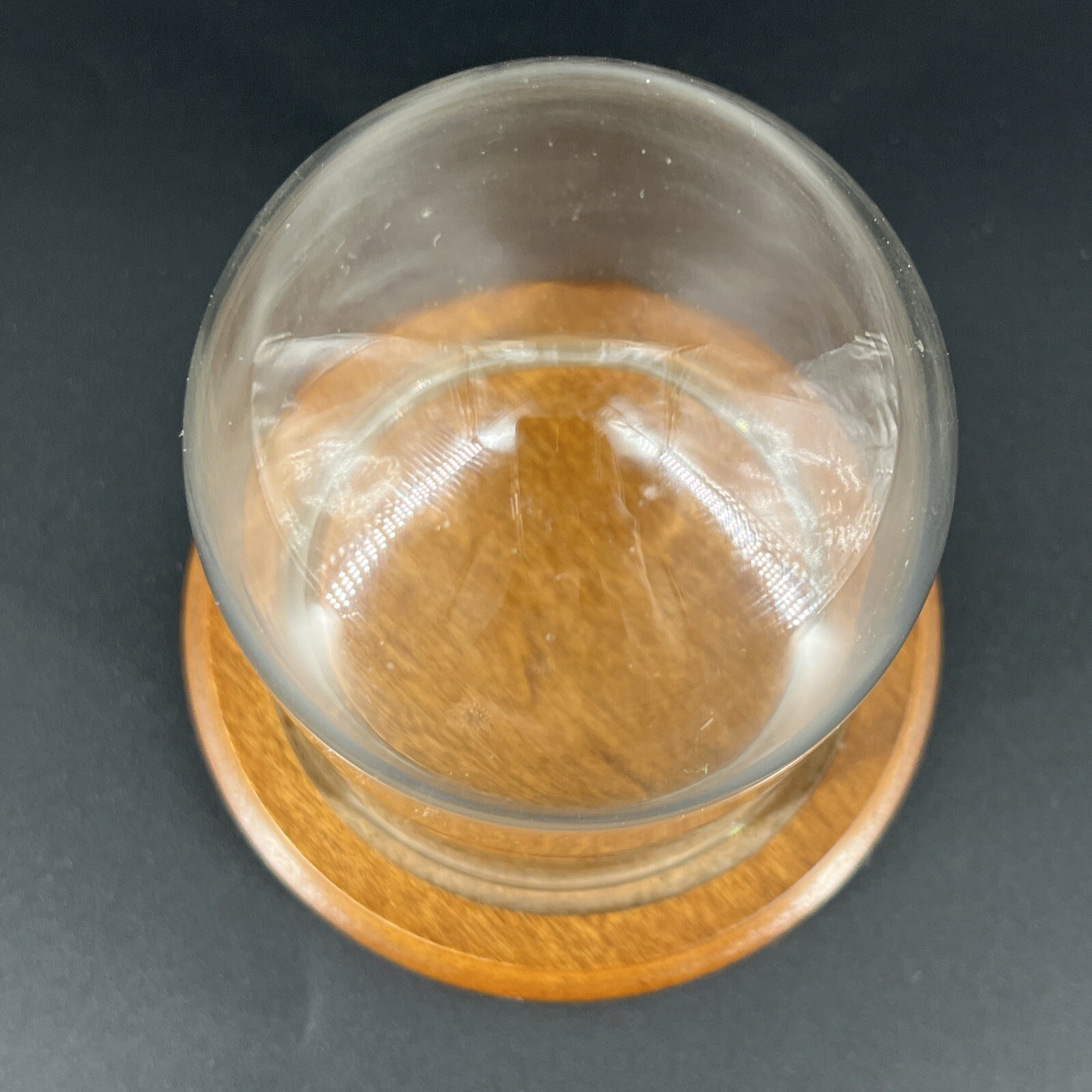 Vintage Glass Dome Wood Base Display Case Made in Taiwan Bard’s