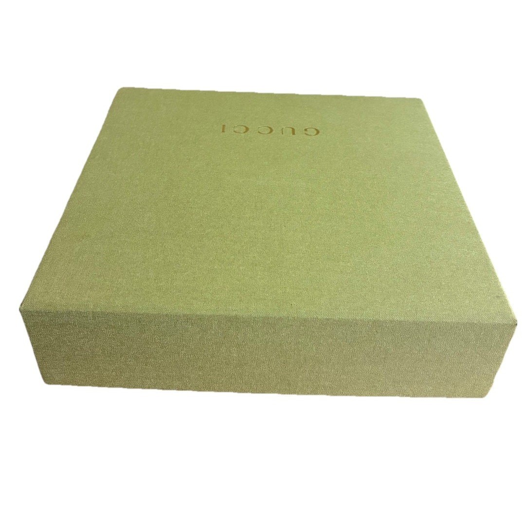 Gucci Jewelry Gift Box And Dust Bag Green Quilted 9.5×9.5×3″ For Necklace NEW