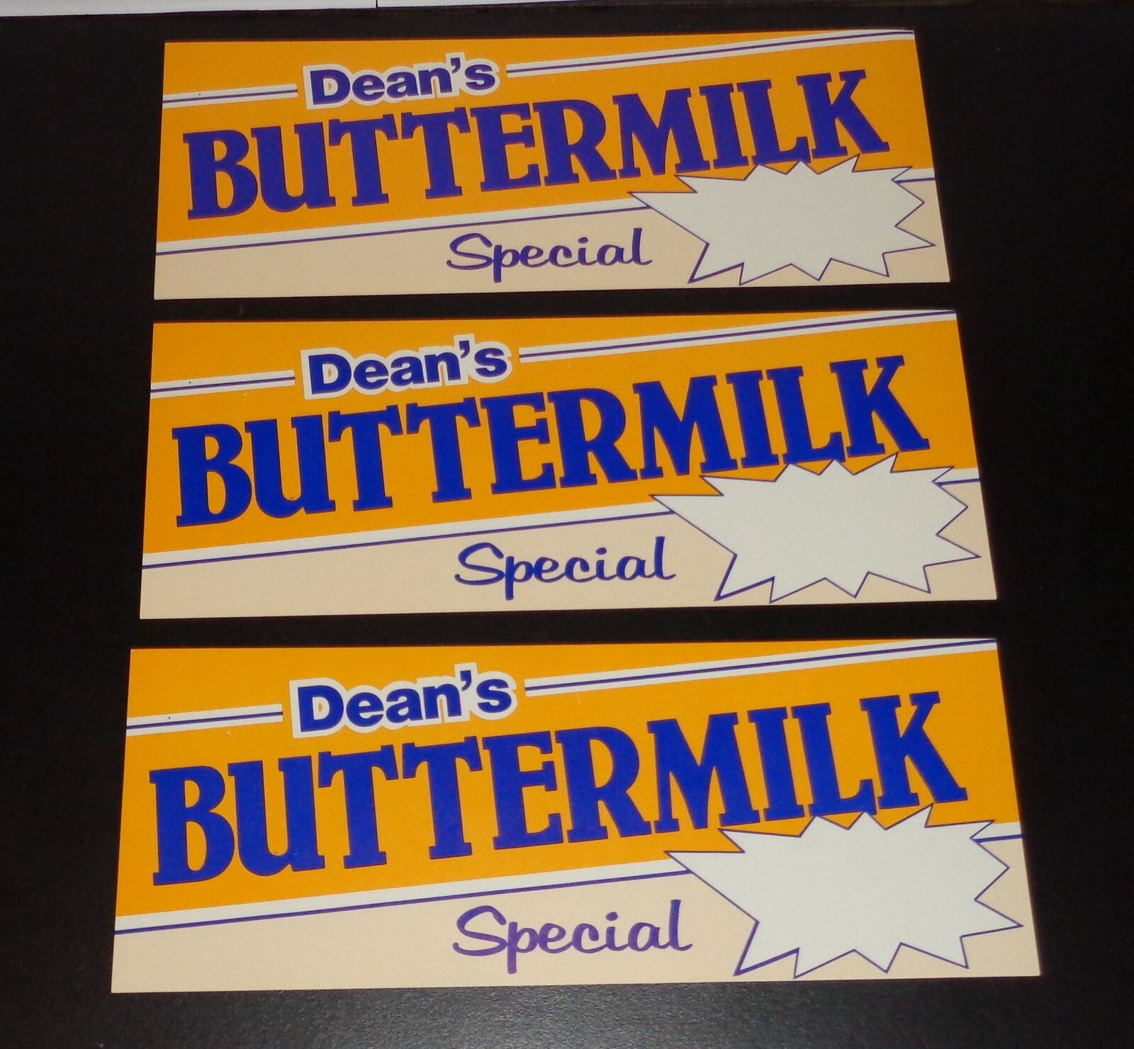 Vintage Paper Signs-DEAN’S BUTTERMILK Unused Display Price Signage. 9” x 3.5”