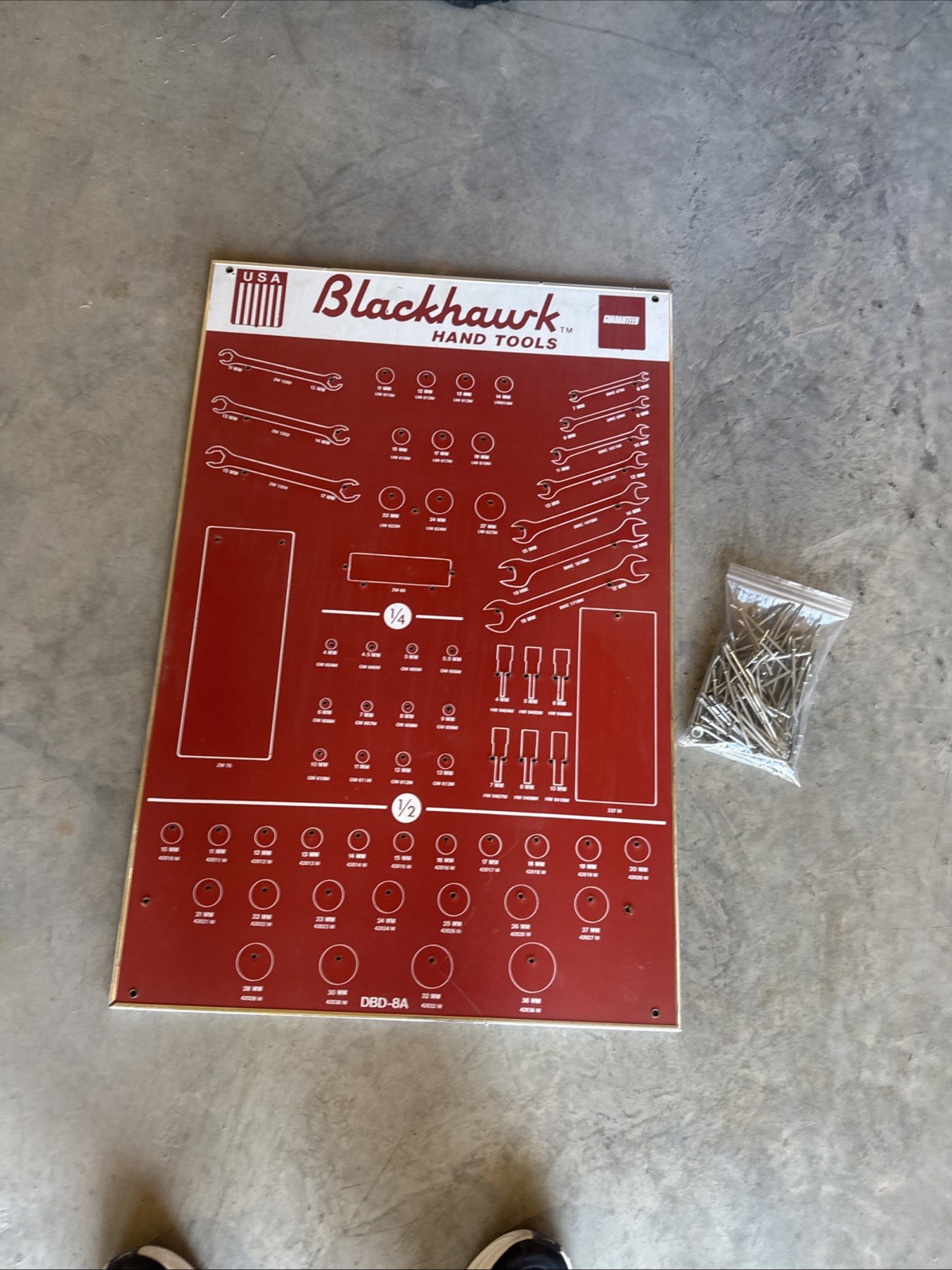 Vintage Black Hawk Hand Tools Display Advertisement Board DBD-8a