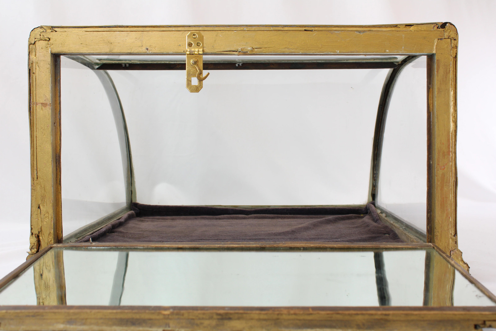 Antique Large Curved Glass Countertop Display Case
