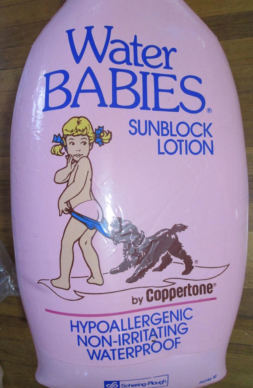 Coppertone 1980s Store Display Suntan Lotion Bottle Hanging Inflatable