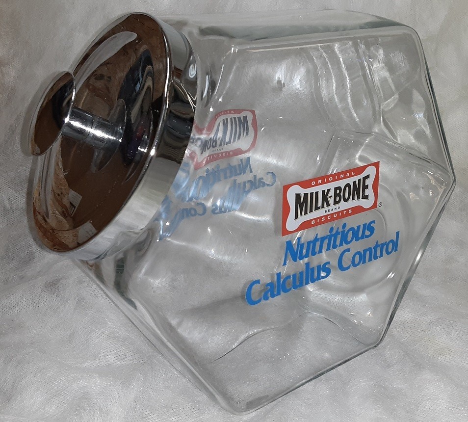 Milk Bone Dog Biscuits Glass Advertising Store Counter Jar