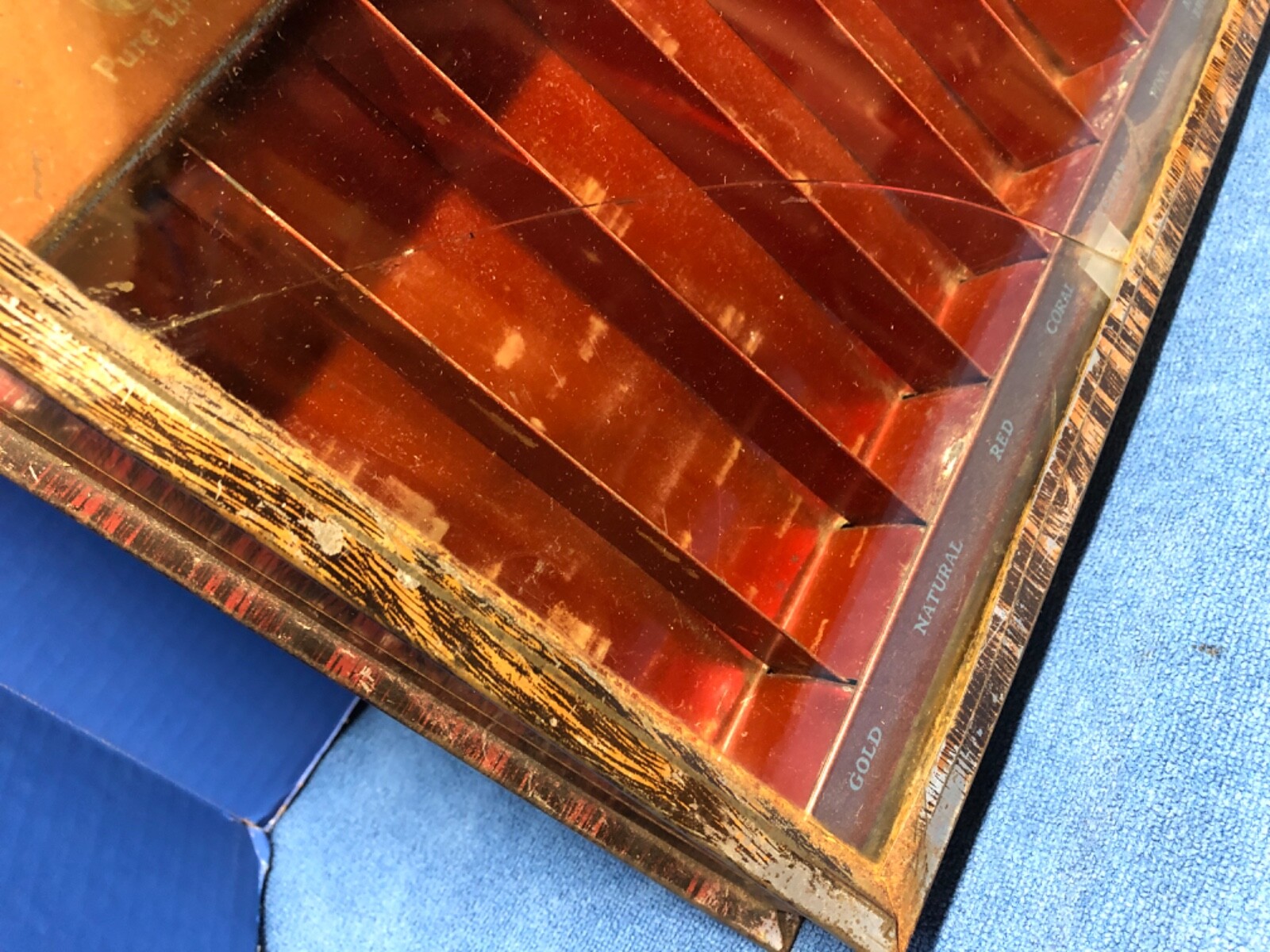 BARBOUR’S Linen THREAD Antique ORIGINAL Metal Counter DISPLAY Case for SPOOLS