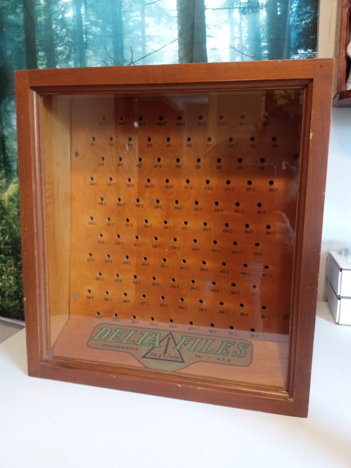 Vintage Early 1900s Hardware Store File Display Case ..Delta Files…..