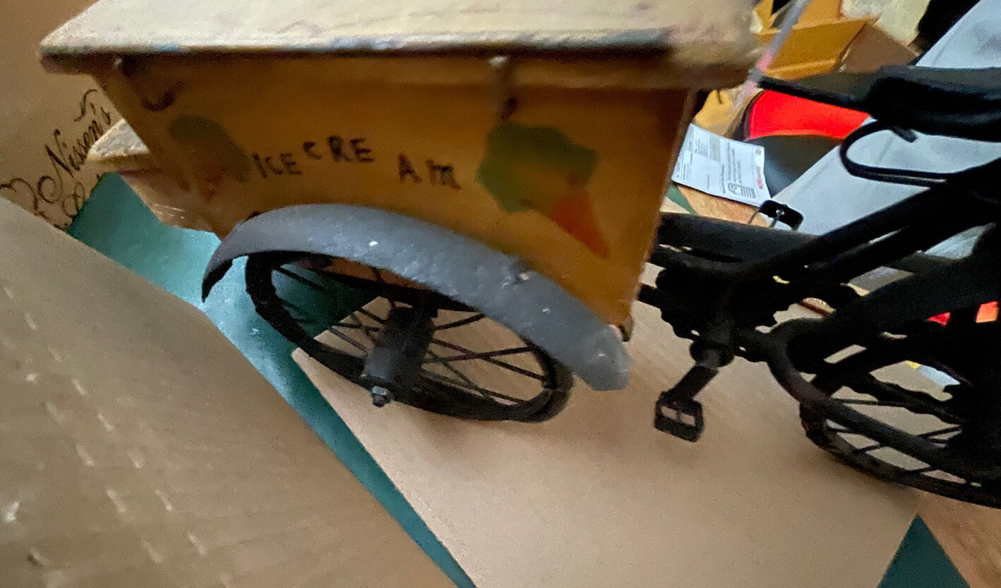Rare HTF Metal & Wood Decorative Ice Cream Bicycle n Cart – Great Display Piece