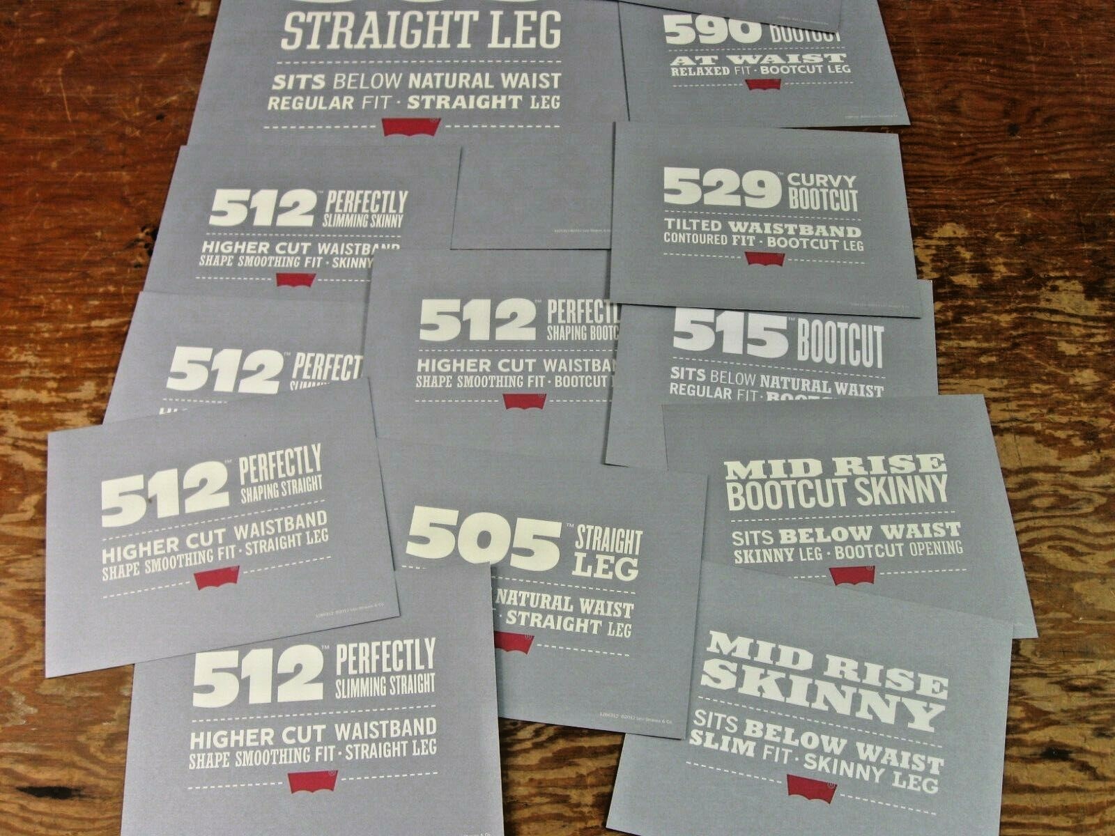Lot of 29 Levi Jeans 2012 Store Display Double Sided Paper Locators