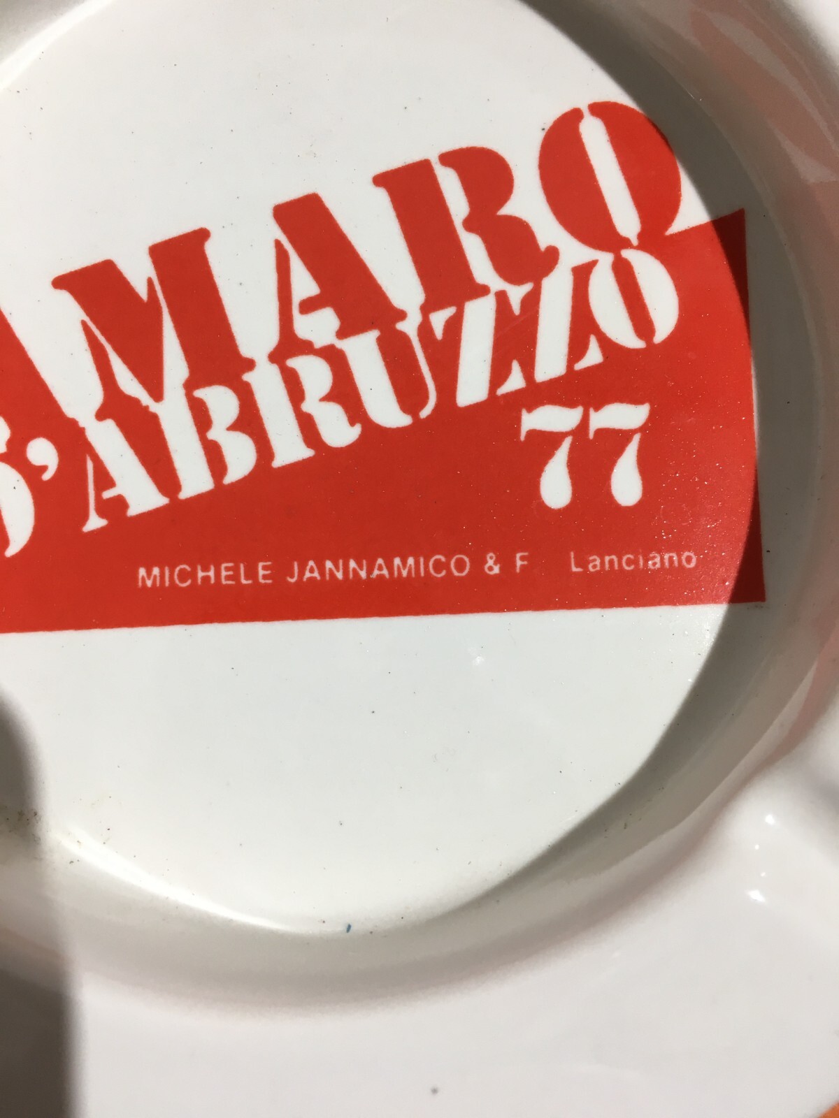 ABRUZZO-LANCIANO-LIQUORS-BITTER-ADVERTISING ASHTRAY-JANNAMICO-COLLECTIBLE