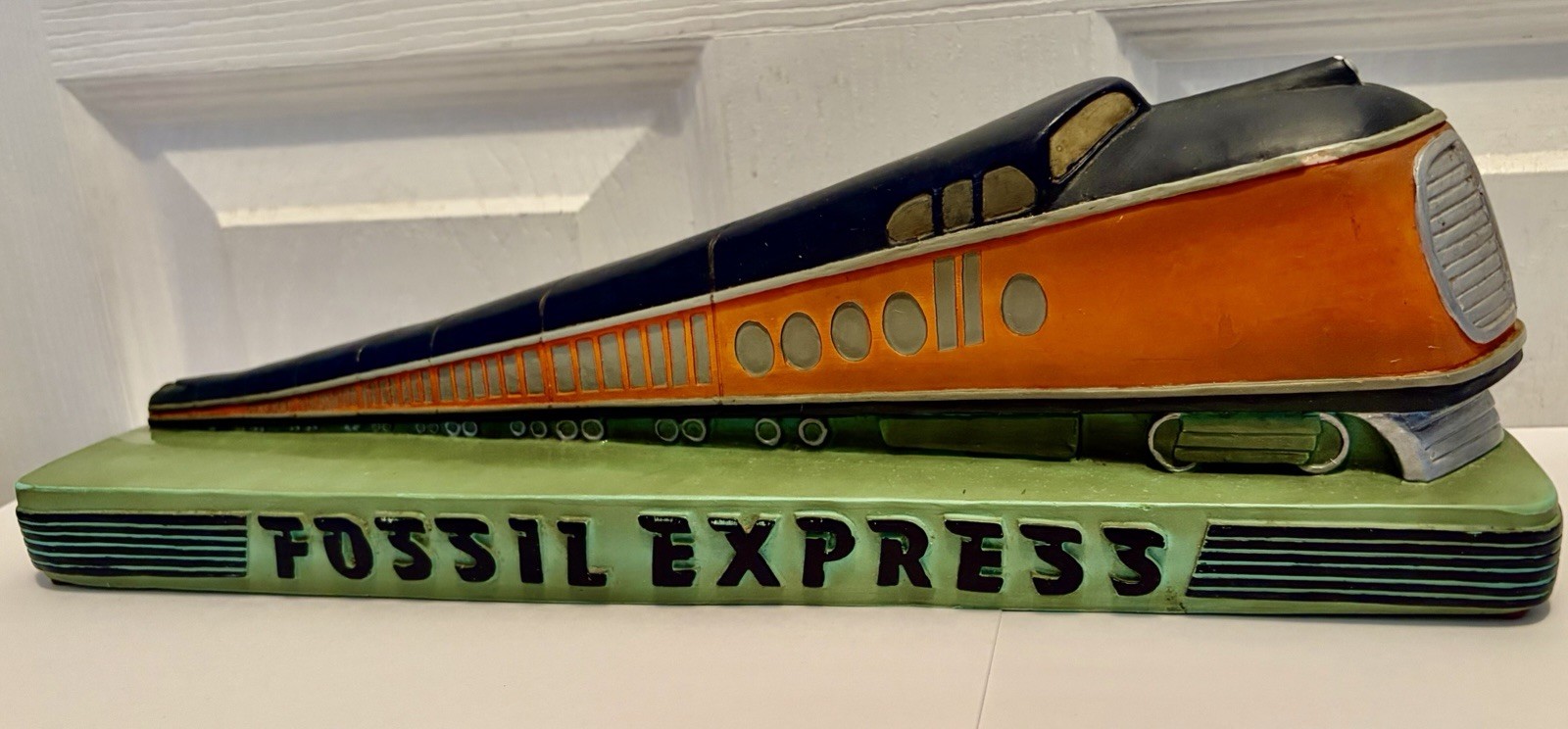 Vintage 1990s Fossil Express Watch Train Counter Window Display Advertising Sign