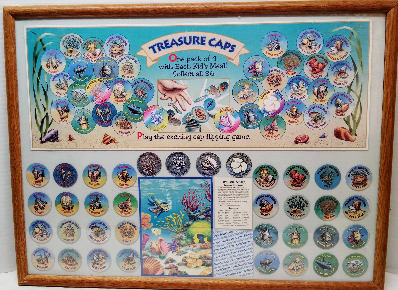 Vintage 94 LONG JOHN SILVERS Store Display Treasure Caps Restaurant Advertising