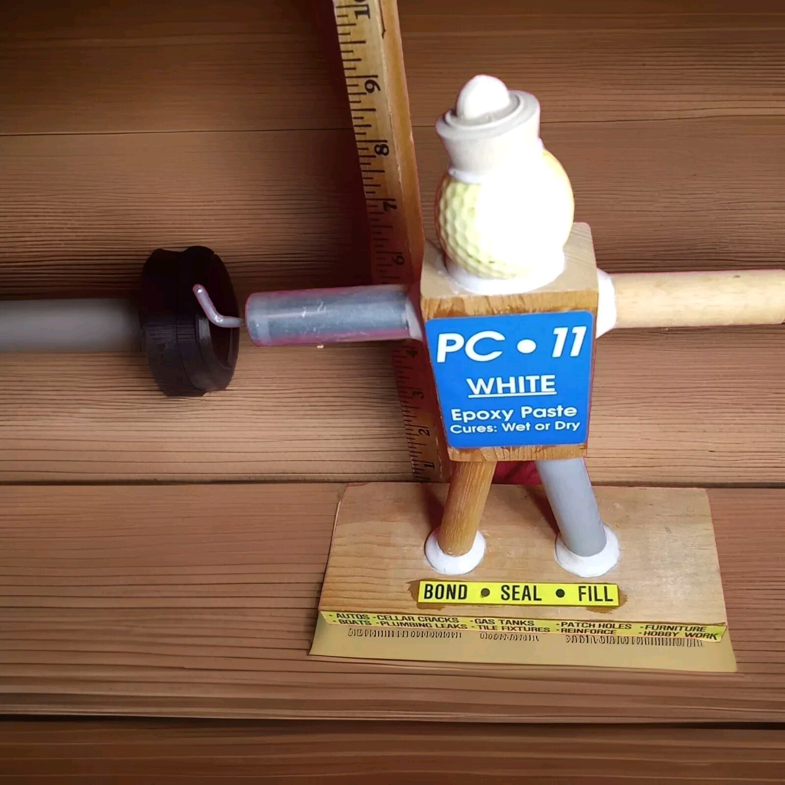 VINTAGE PC-11 EPOXY SEALER ACE HARDWARE STORE DISPLAY WITH WOOD GUY JUNE 1988 IA