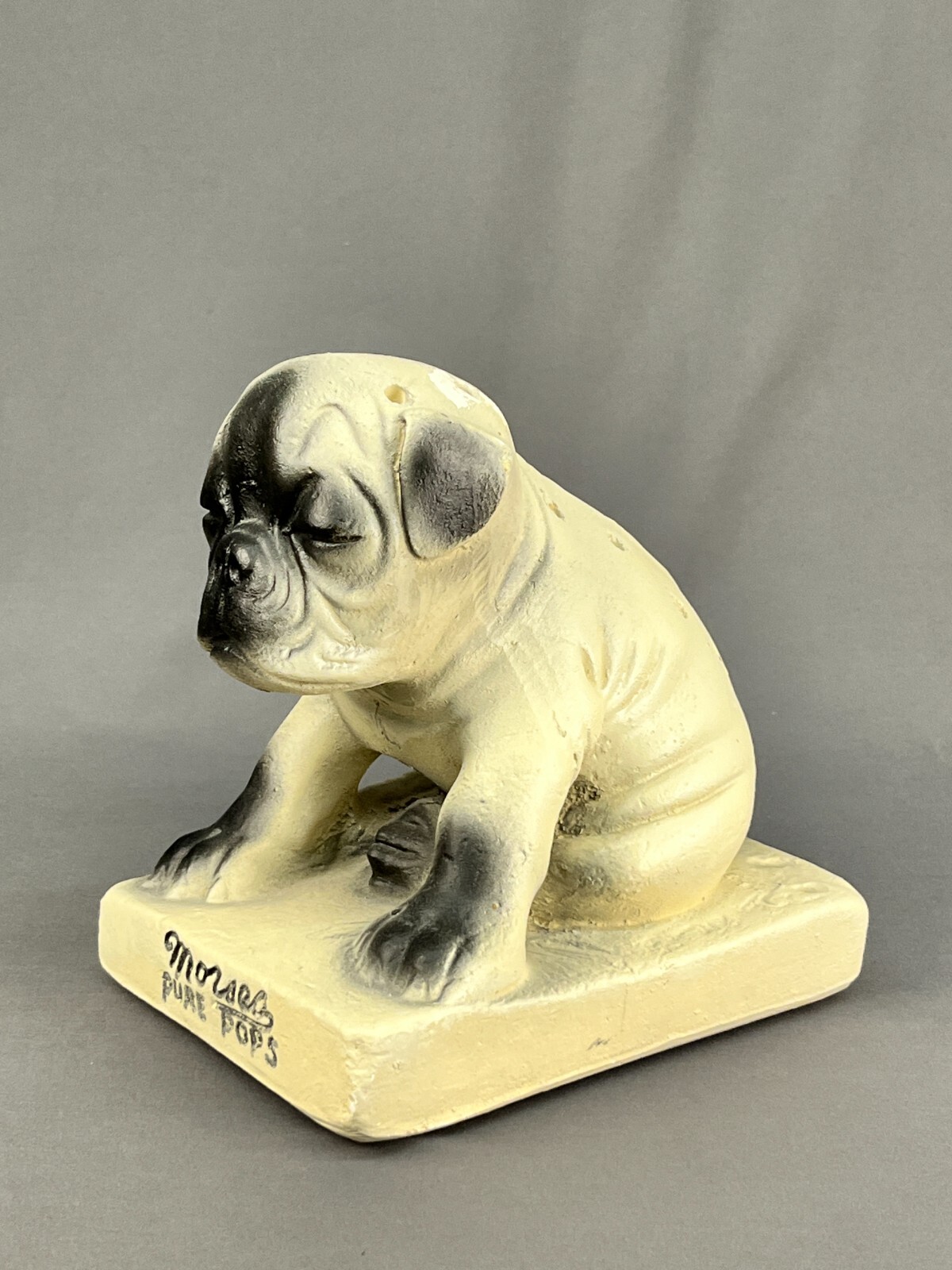 Vintage Morses Pure Pops Bulldog Chalkware 7″ Candy Store Countertop Display (B)