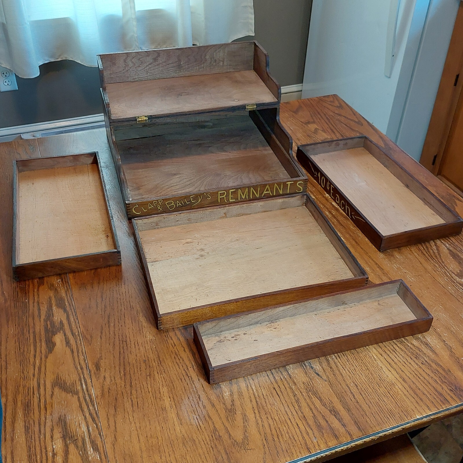 Antique 1880’s Clapp & Baileys REMNANTS Wooden Countertop Advertising Display