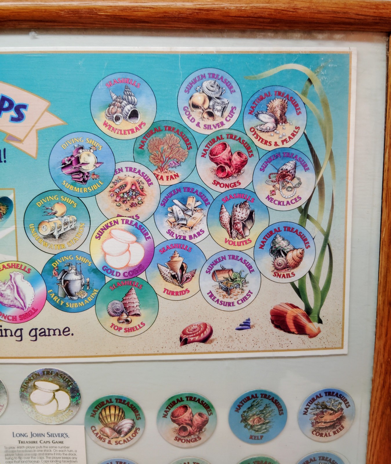 Vintage 94 LONG JOHN SILVERS Store Display Treasure Caps Restaurant Advertising