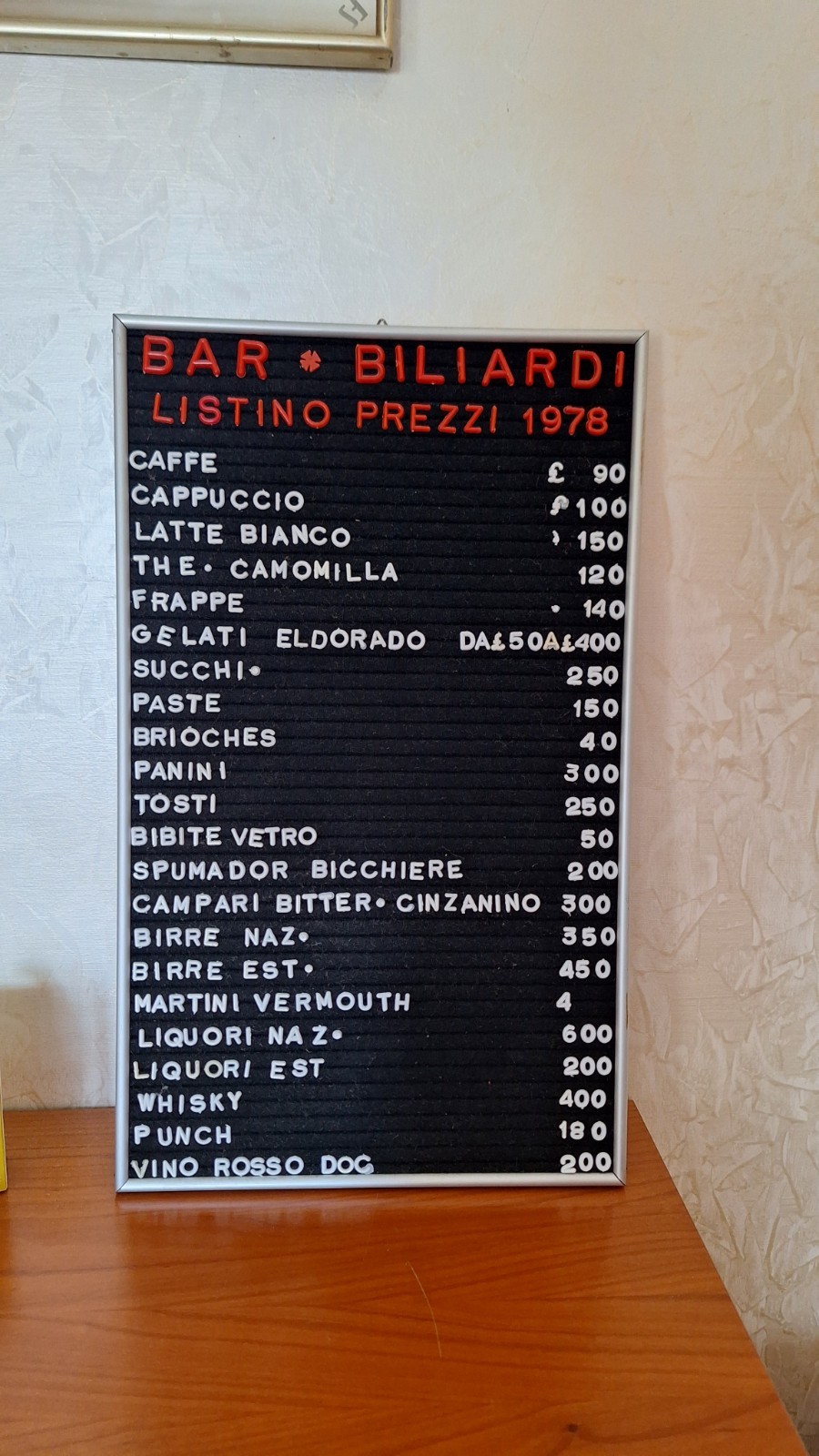 1970s 1978 BILLIARD BAR List With Interchangeable Letters